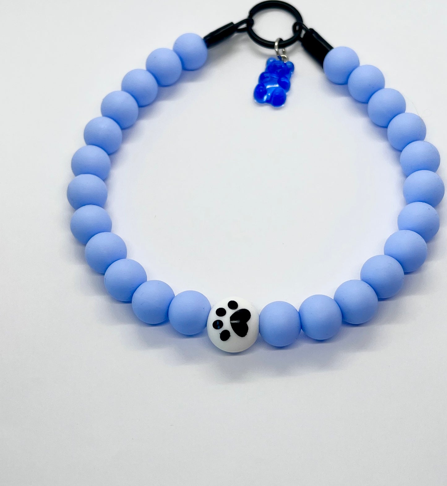 ‘TOE BEANS' blue beaded dog collar necklace