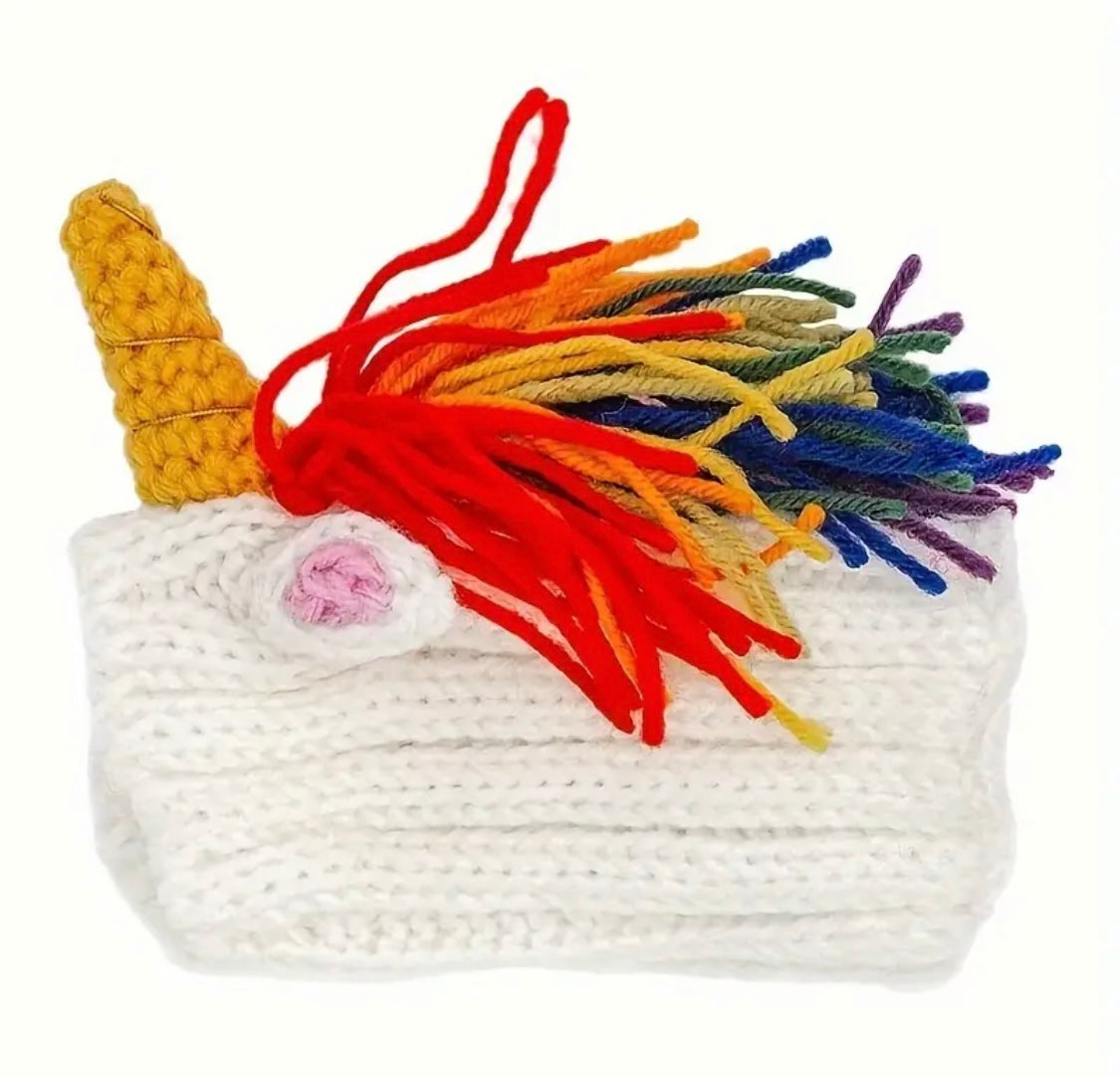 Rainbow Unicorn hat headwear woolly winter hat neck warmer for dogs & pets