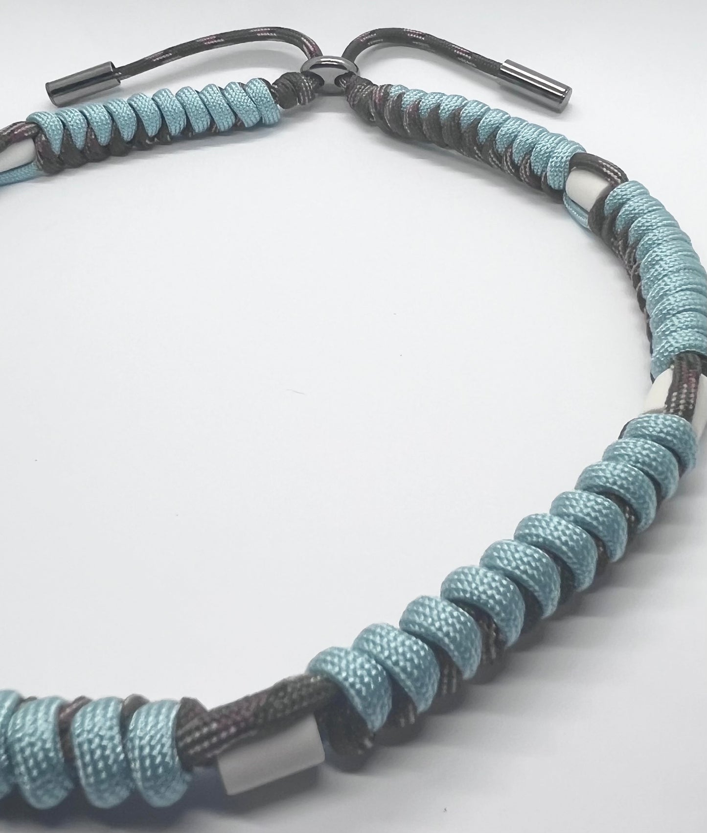 Paracord EM collar light blue teal green and camouflage ceramic pet collar fleas & tick prevention