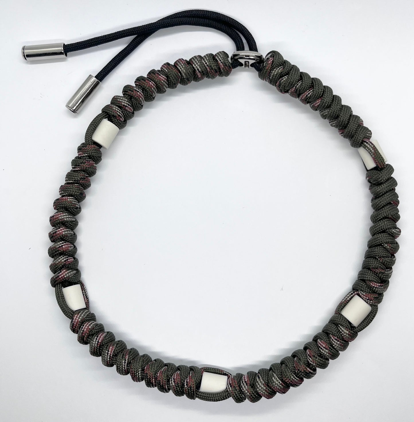 Paracord EM collar olive khaki green and camouflage ceramic pet collar fleas & tick prevention