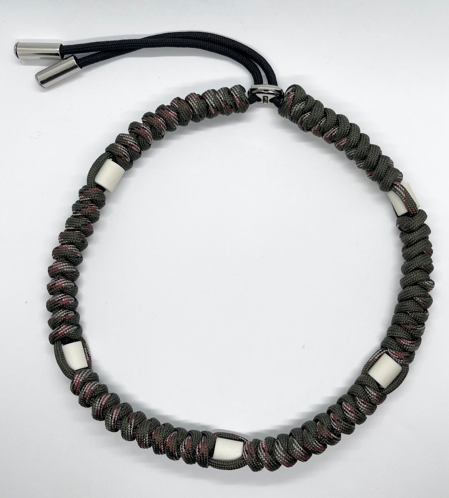 Paracord EM collar olive khaki green and camouflage ceramic pet collar fleas & tick prevention