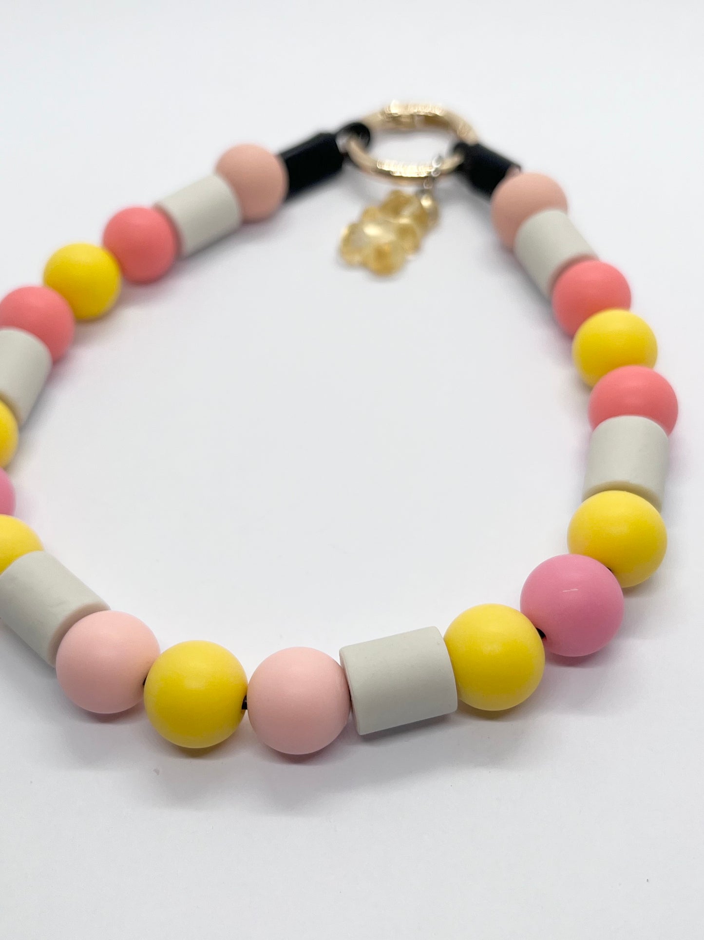Sunshine vibes EM natural ceramic matte beaded dog collar necklace