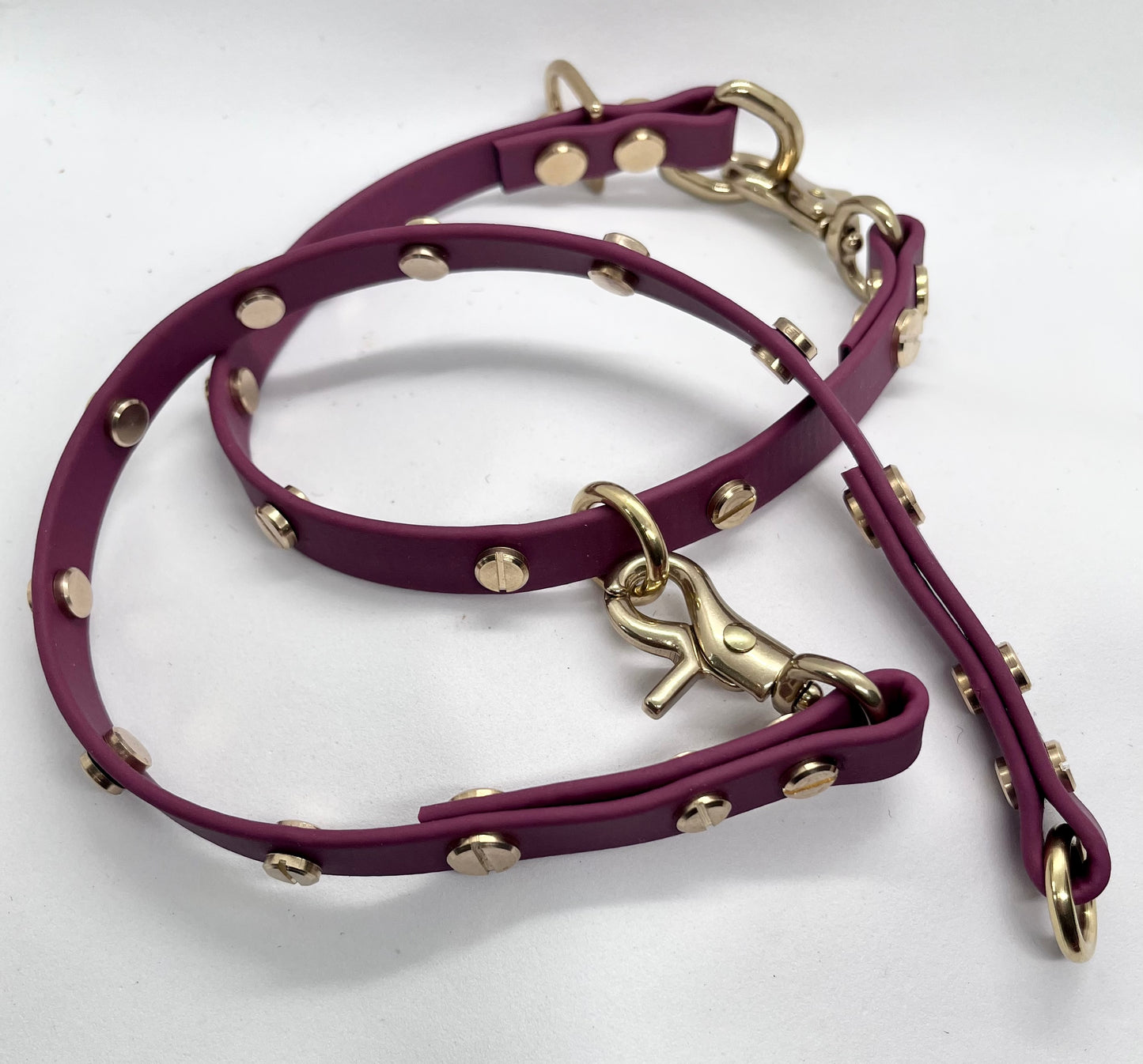 ‘Coffee Bean' detachable studded lead extender 12 inches 1ft - mix & match BioThane® accessories 13mm & 19mm