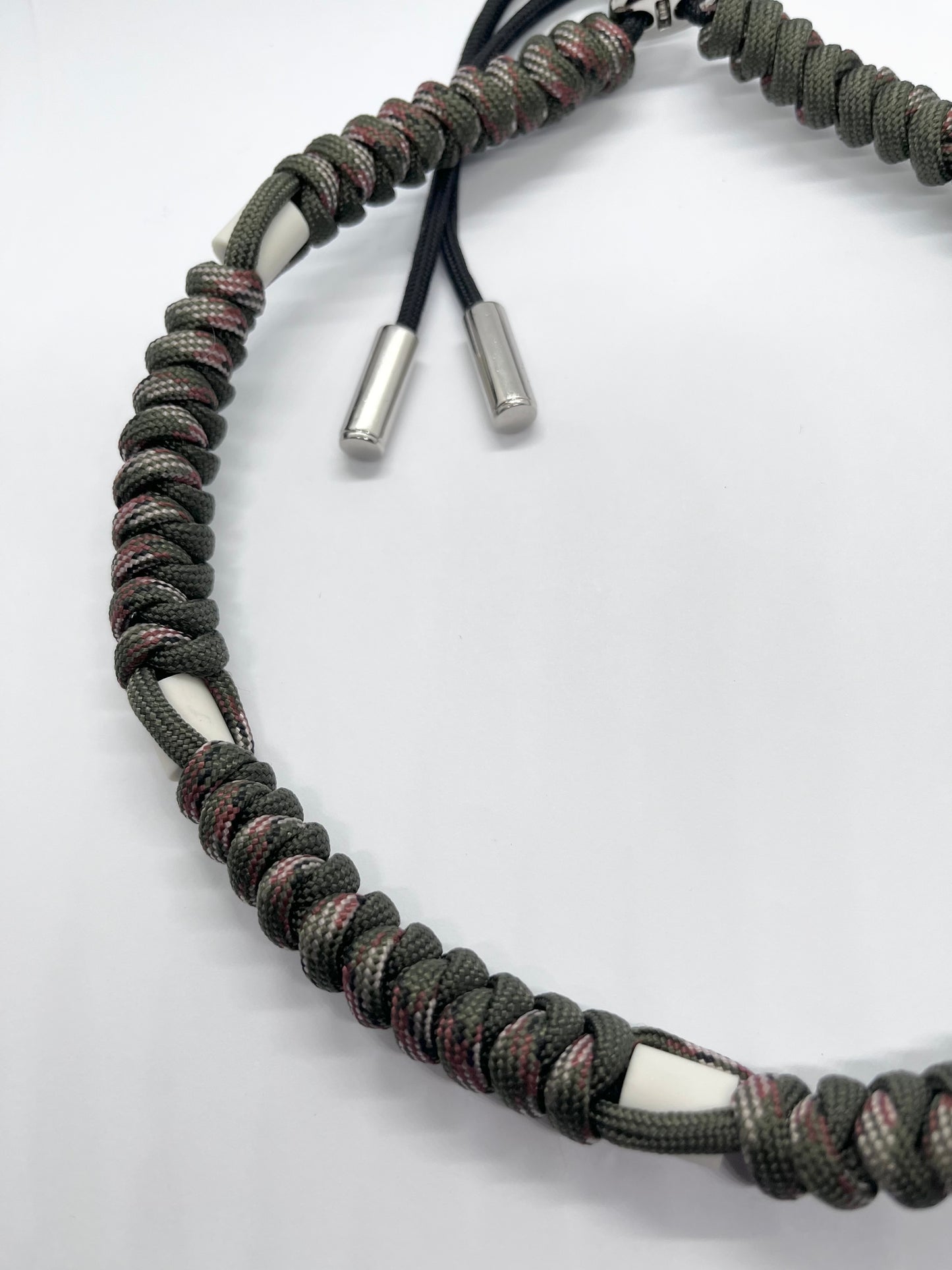 Paracord EM collar olive khaki green and camouflage ceramic pet collar fleas & tick prevention