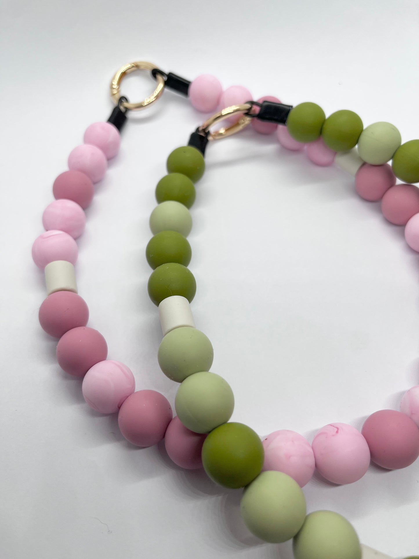 Green mix EM natural ceramic matte beaded dog collar necklace