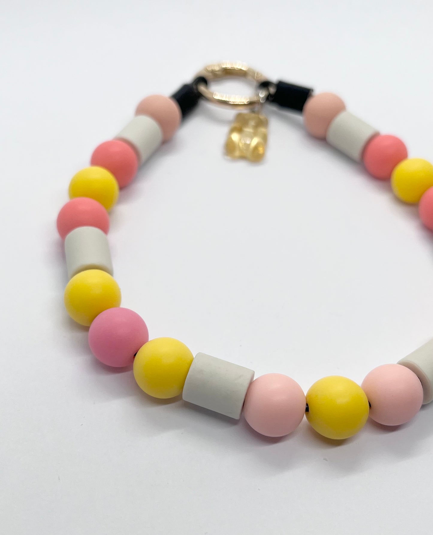 Sunshine vibes EM natural ceramic matte beaded dog collar necklace