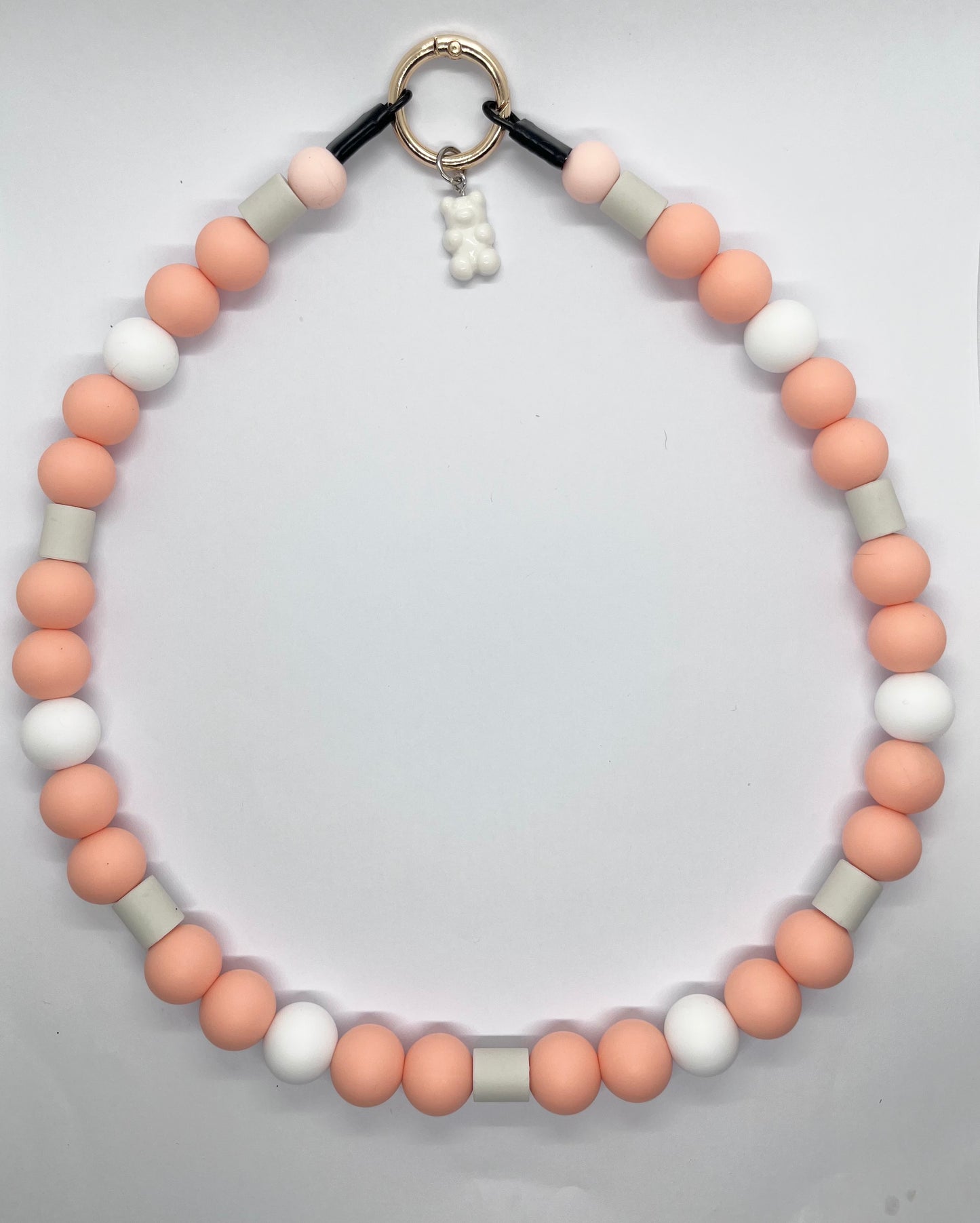 Peach pawfect EM pet natural ceramic beaded dog collar necklace