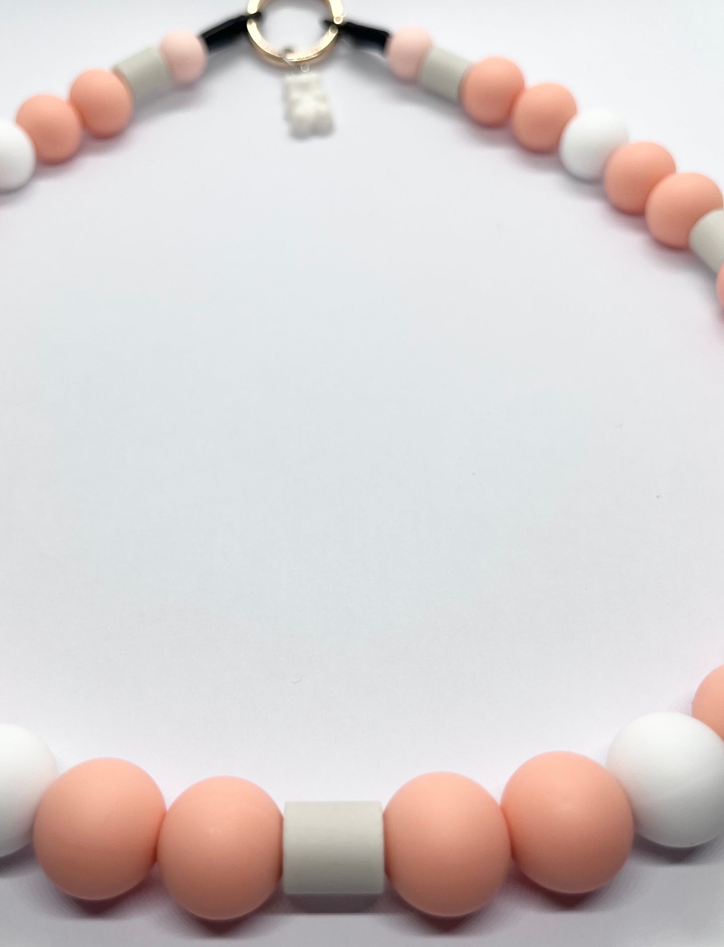 Peach pawfect EM pet natural ceramic beaded dog collar necklace