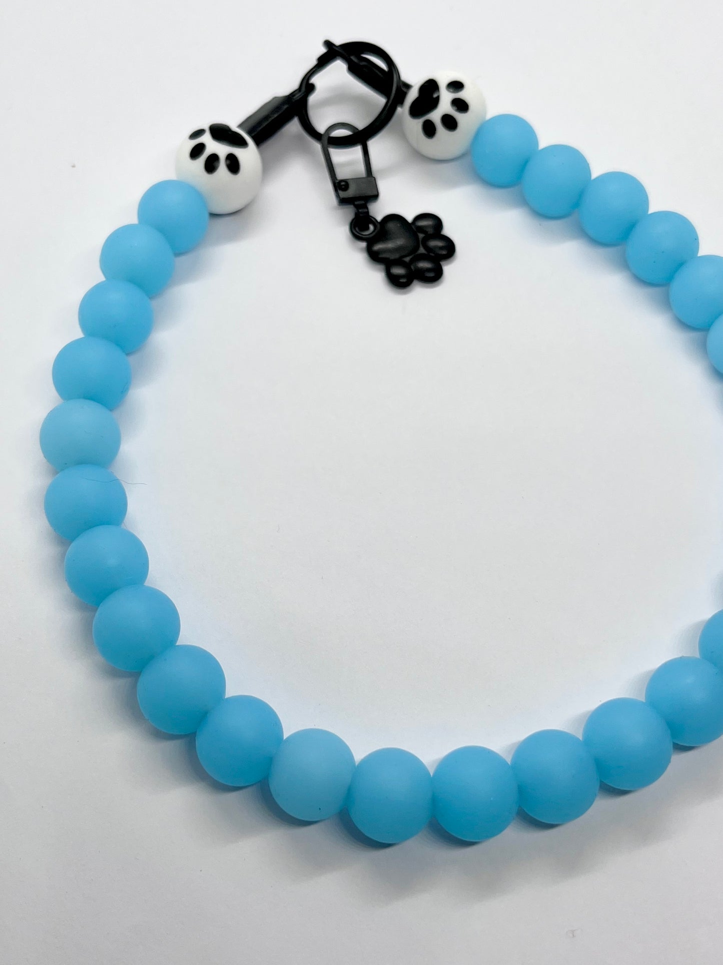 SALE 15 inches/38cm ‘A Little Frosty’ baby blue frosted beaded PAWS bead dog collar NOW £8.50