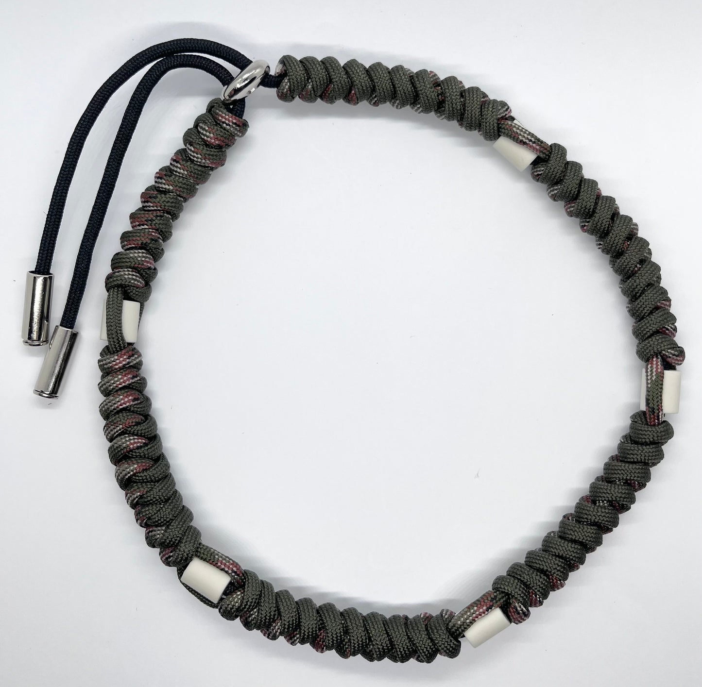 Paracord EM collar olive khaki green and camouflage ceramic pet collar fleas & tick prevention