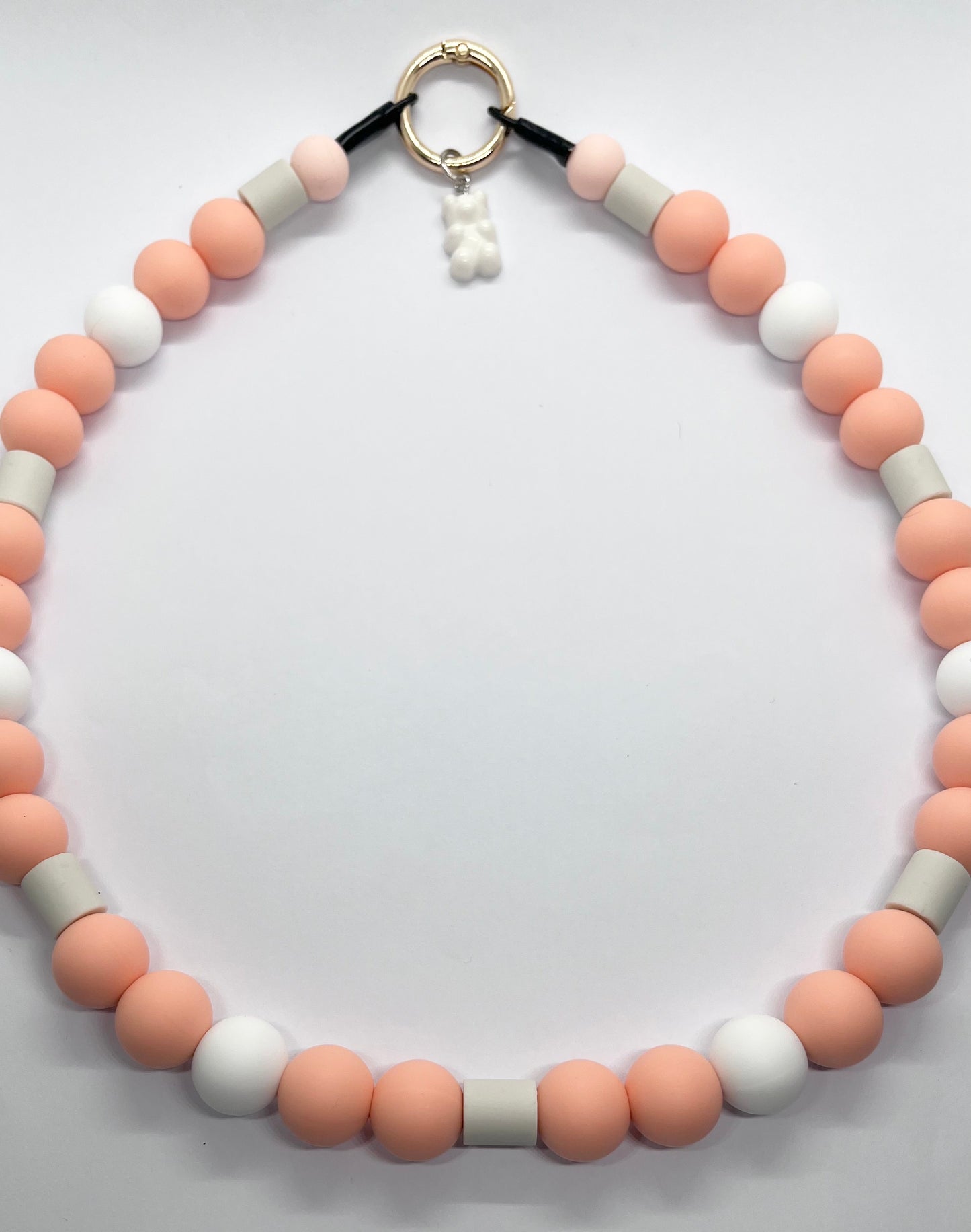 Peach pawfect EM pet natural ceramic beaded dog collar necklace