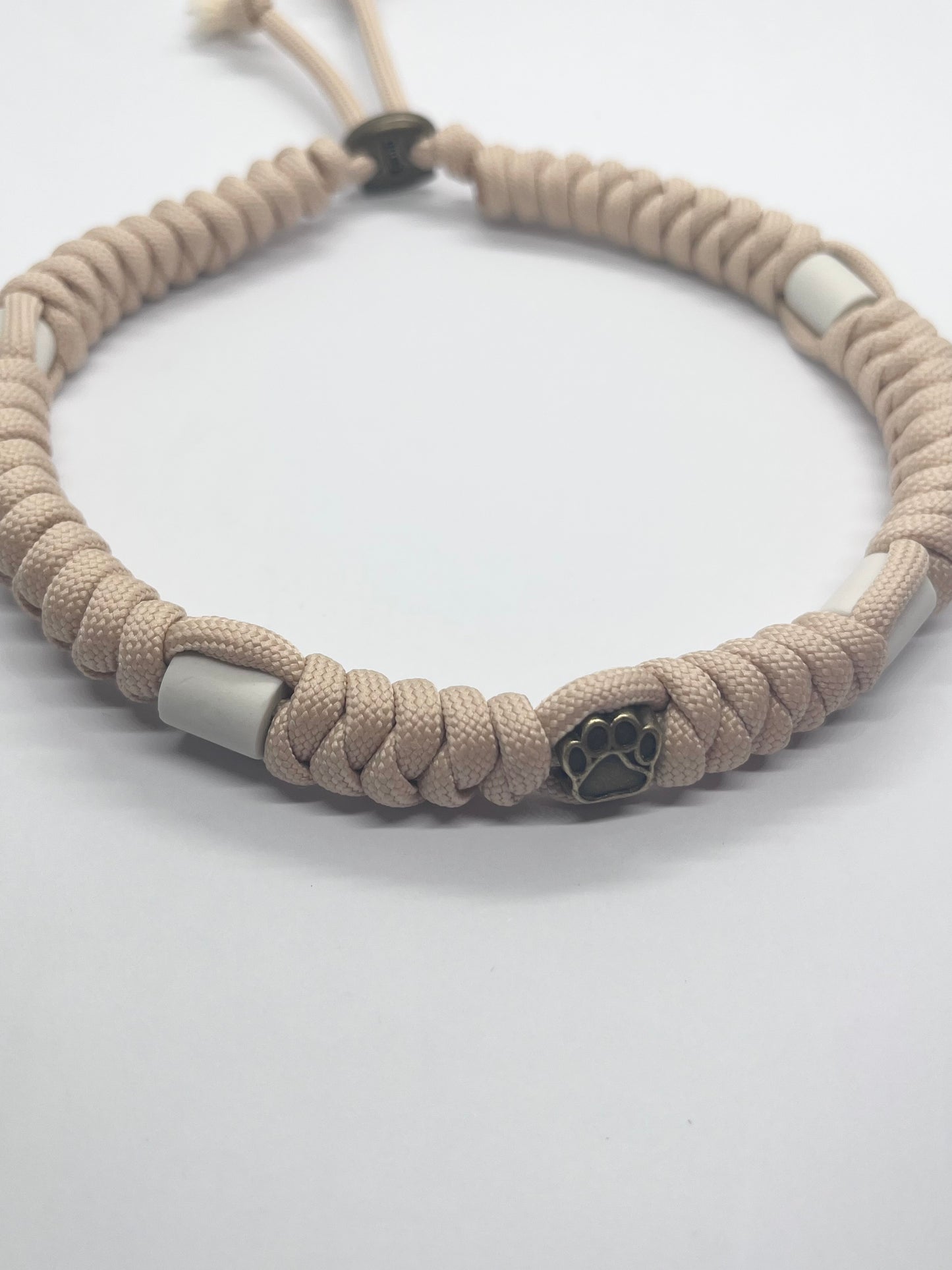 Simply Beige Tan PAW Paracord EM ceramic pet collar fleas & tick prevention