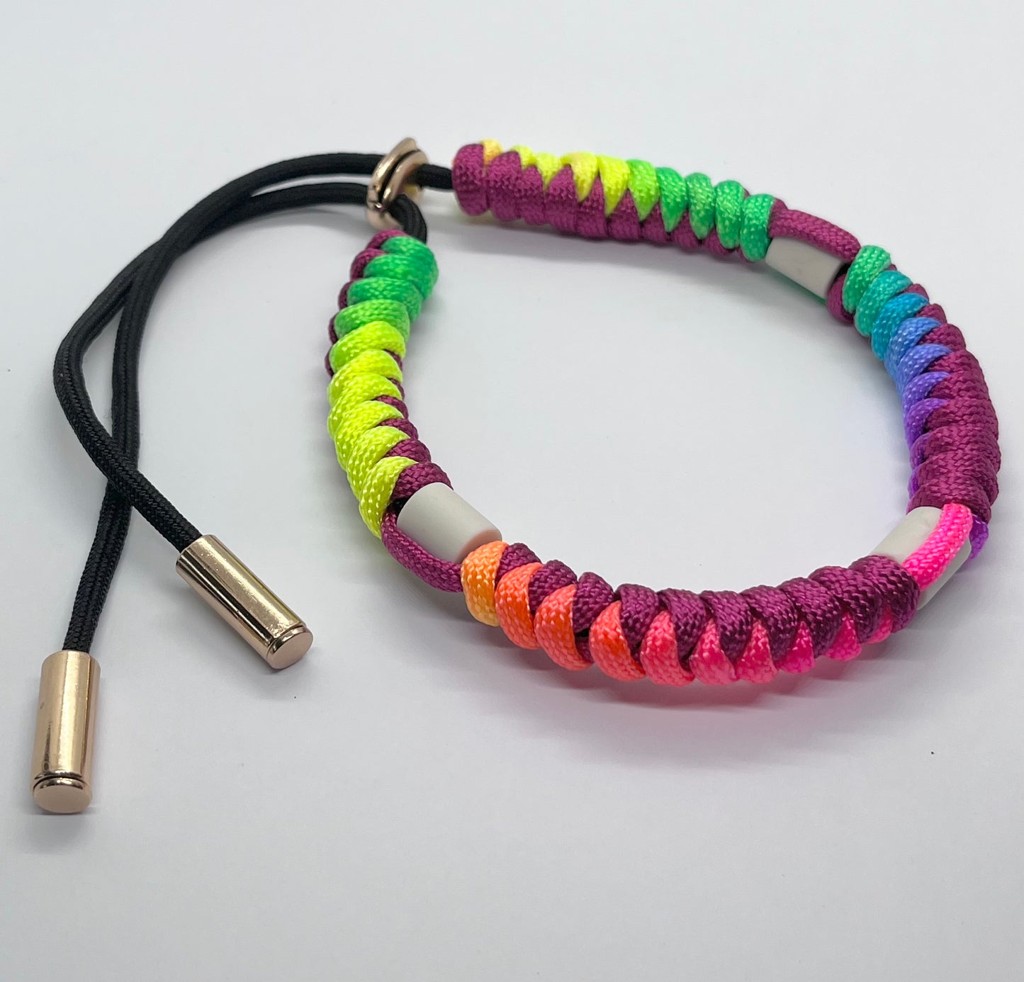 Paracord EM collar rainbow burgundy red for flea and tick prevention