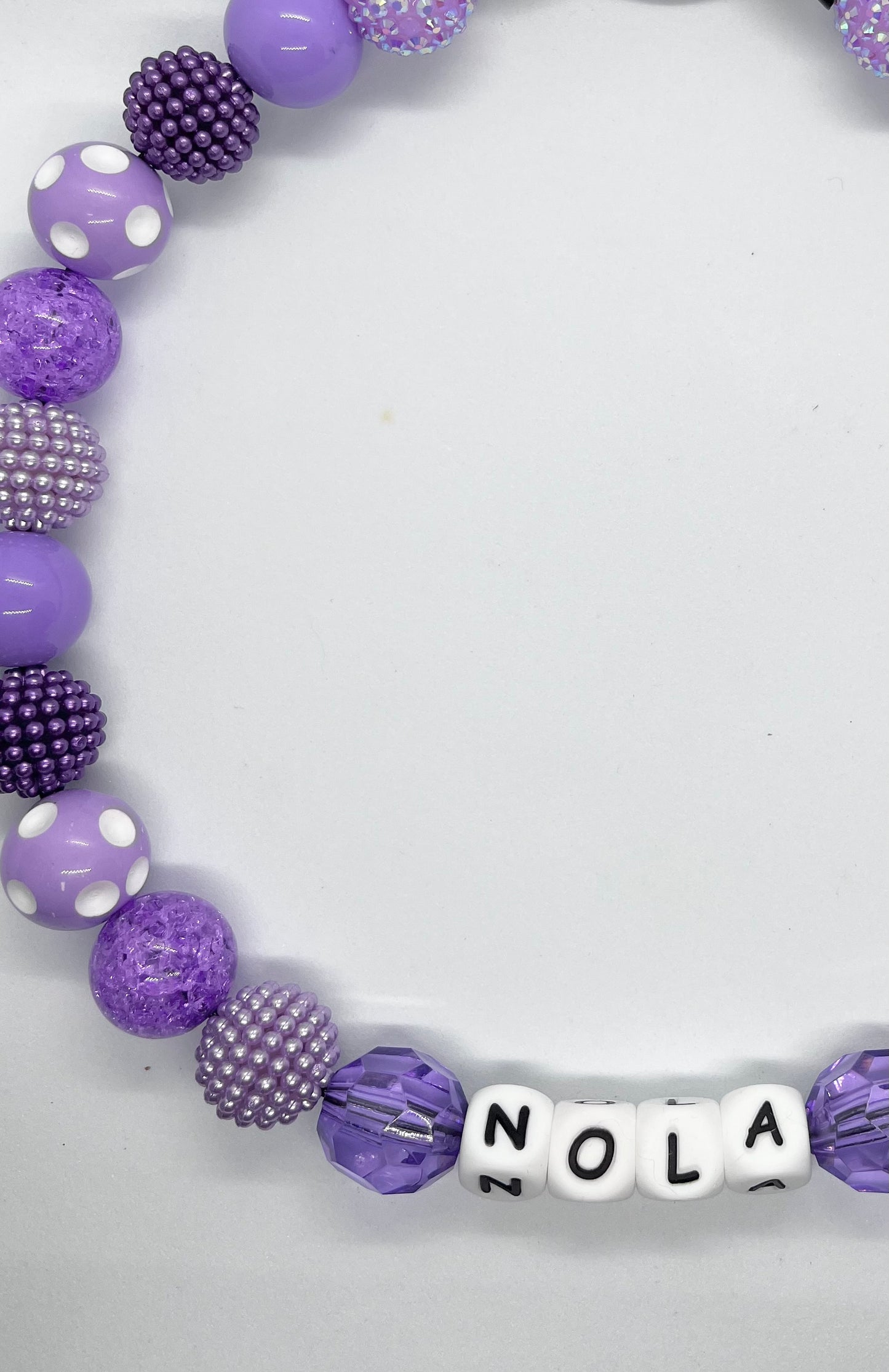Purple dotty spot personalised beaded dog collar necklace