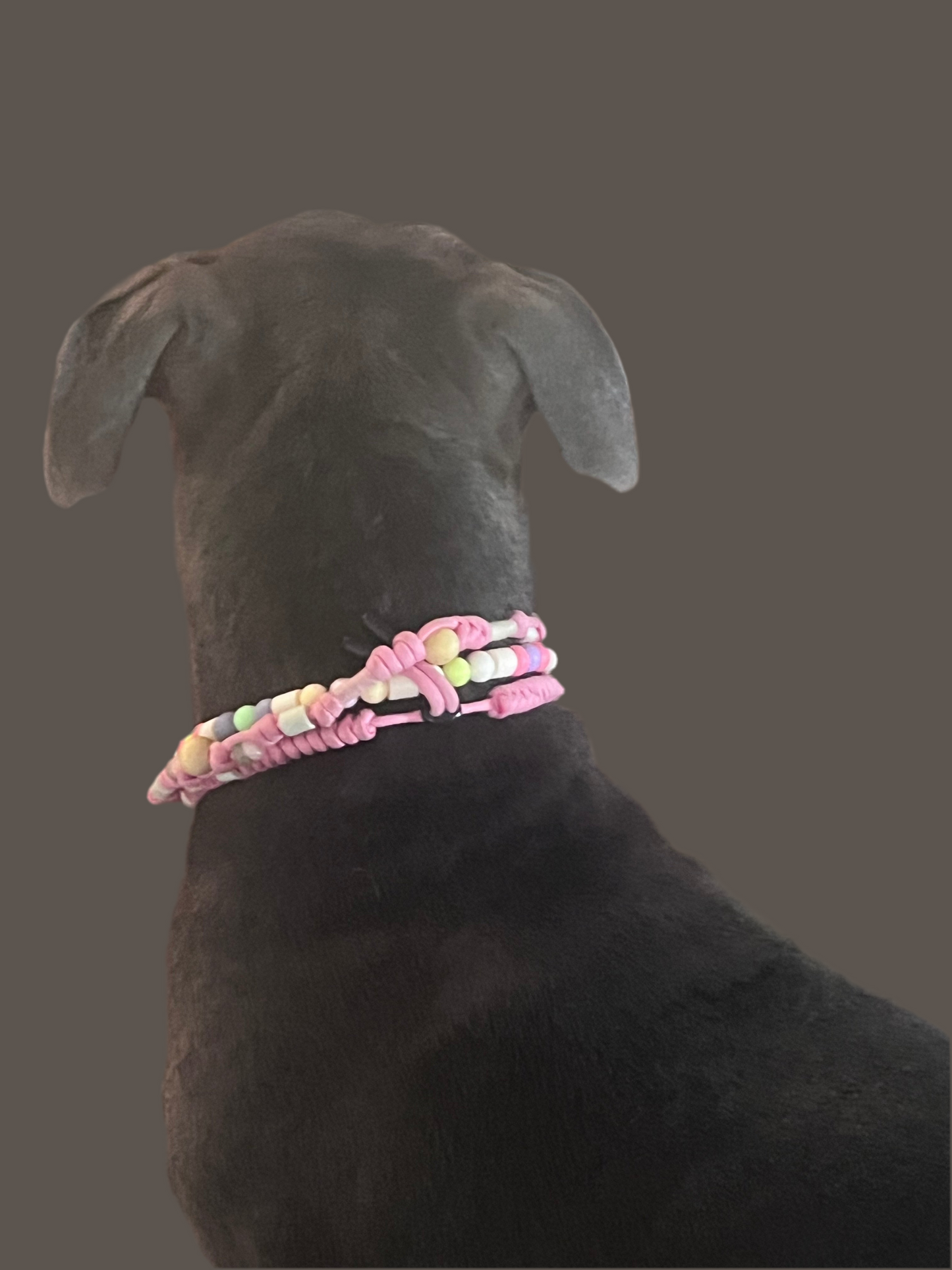 Luxury pink crystal Rose Quartz & Aventurine Paracord pink EM ceramic bead pet collar for flea & tick prevention