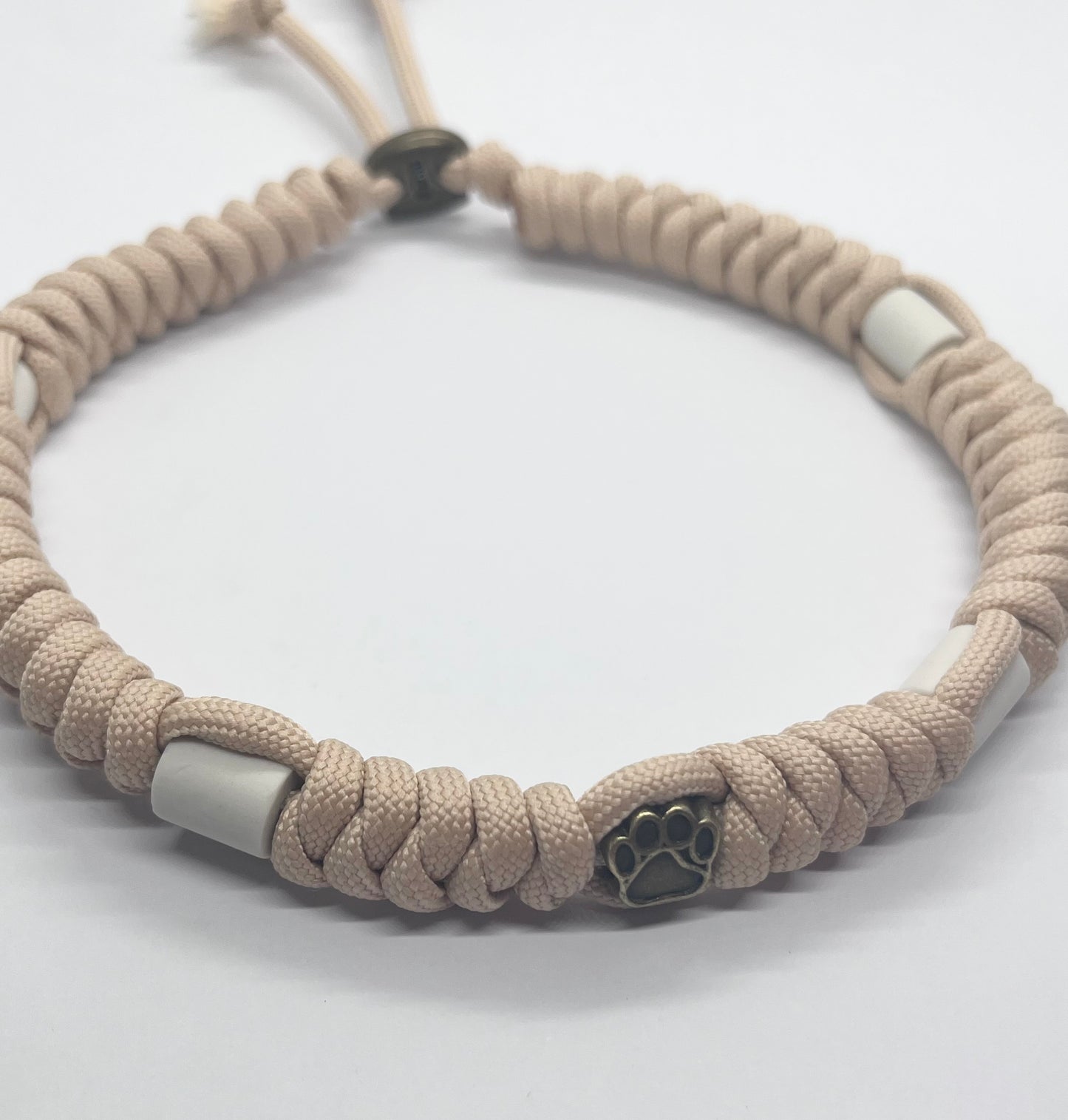 Simply Beige Tan PAW Paracord EM ceramic pet collar fleas & tick prevention