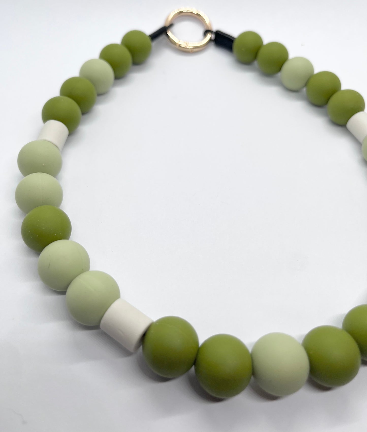 Green mix EM natural ceramic matte beaded dog collar necklace