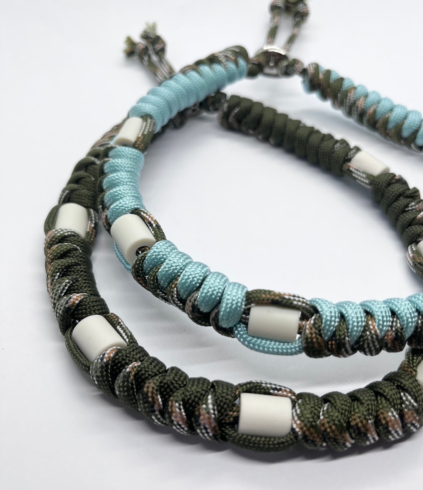 Paracord EM collar light blue teal green and camouflage ceramic pet collar fleas & tick prevention