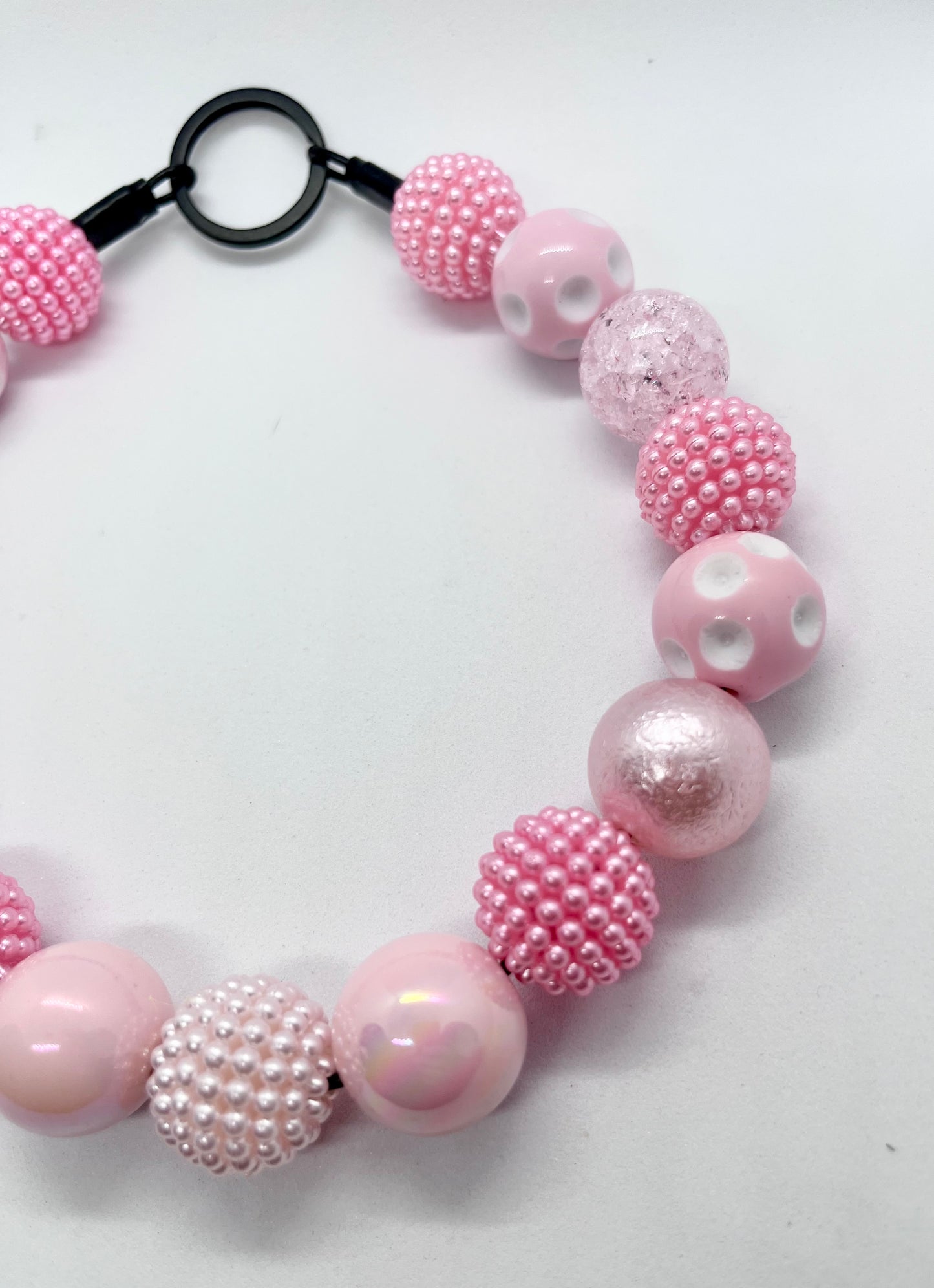 ‘Miss Pink’ Breast Cancer Awareness all out pink beaded dog collar necklace