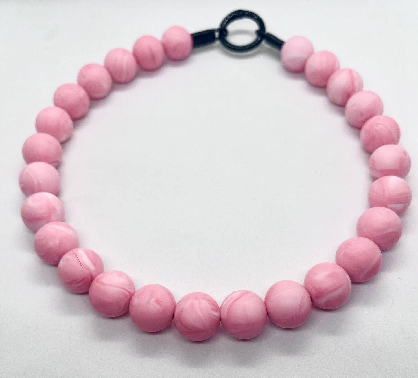 'Chaos Nugget' coral pink marble swirl beaded dog collar necklace boho vibes