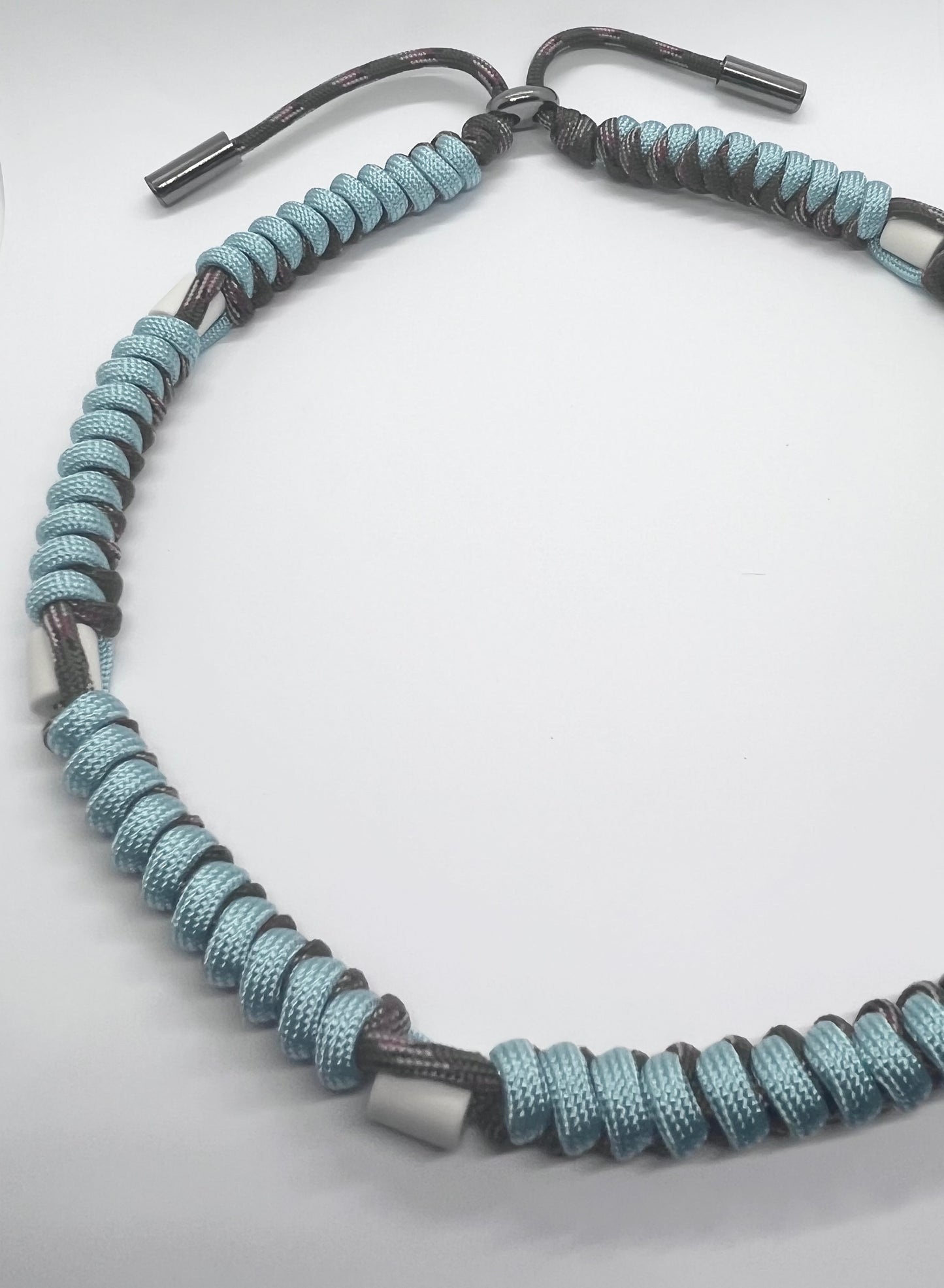 Paracord EM collar light blue teal green and camouflage ceramic pet collar fleas & tick prevention