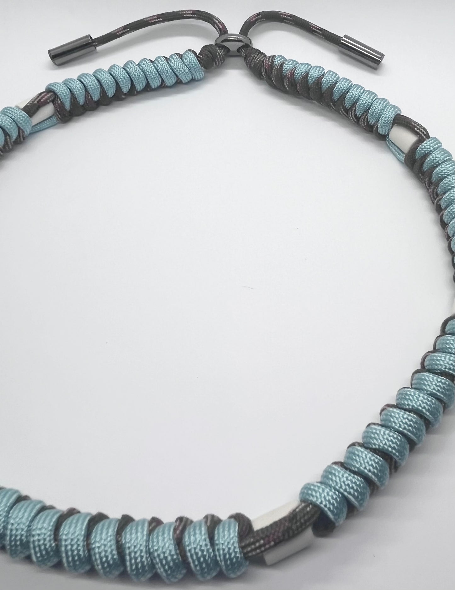 Paracord EM collar light blue teal green and camouflage ceramic pet collar fleas & tick prevention