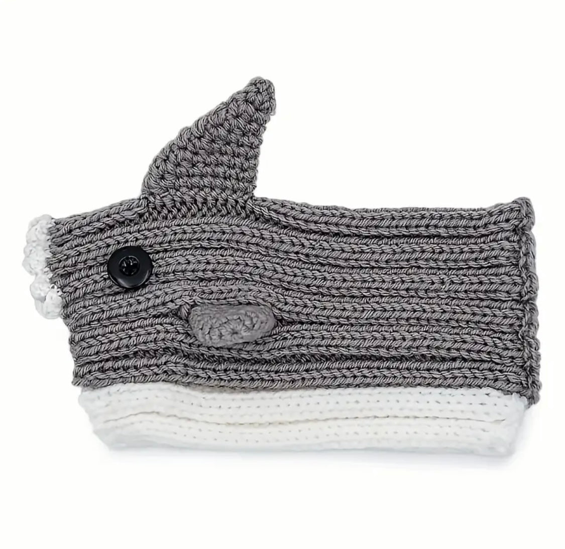 Grey Shark hat headwear woolly winter hat for dogs