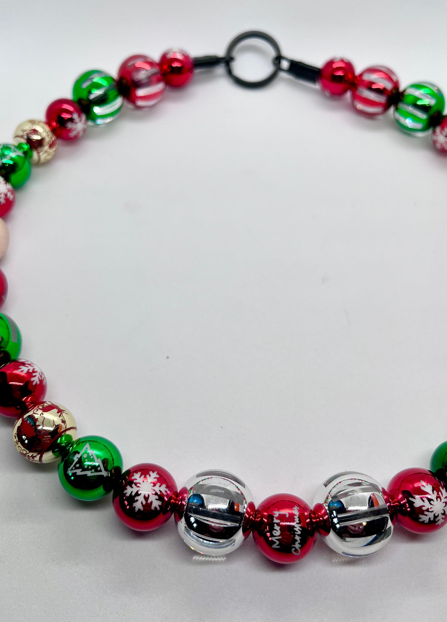 ‘Bauble Bling’ festive foil colourful beaded Christmas dog collar necklace