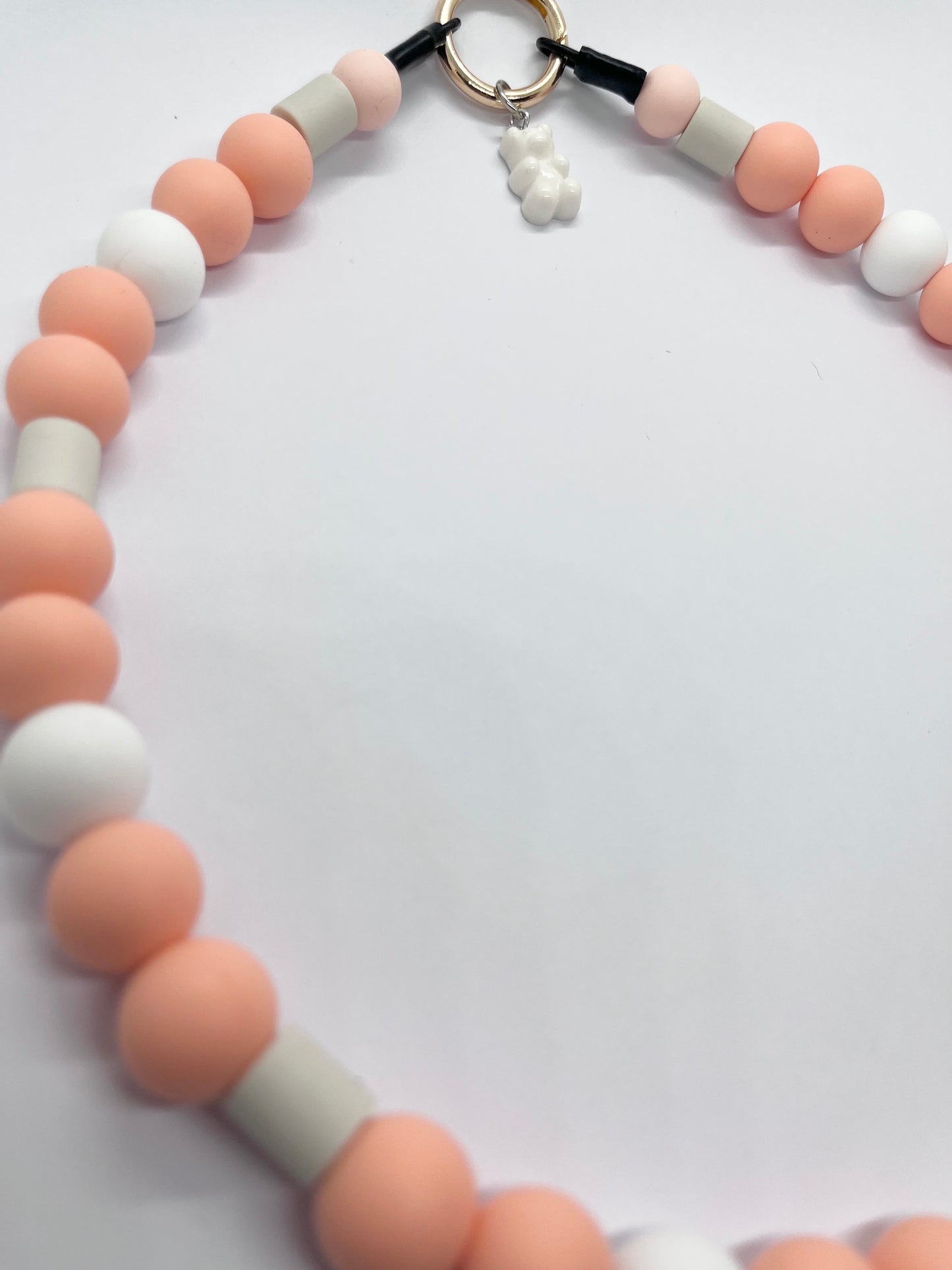 Peach pawfect EM pet natural ceramic beaded dog collar necklace