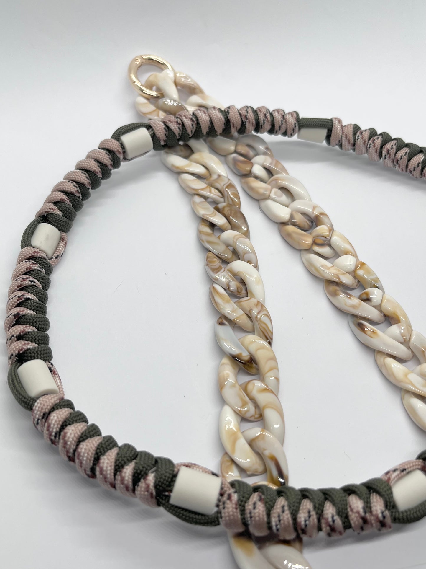 Paracord EM collar khaki army green & desert camouflage ceramic pet collar fleas & tick prevention