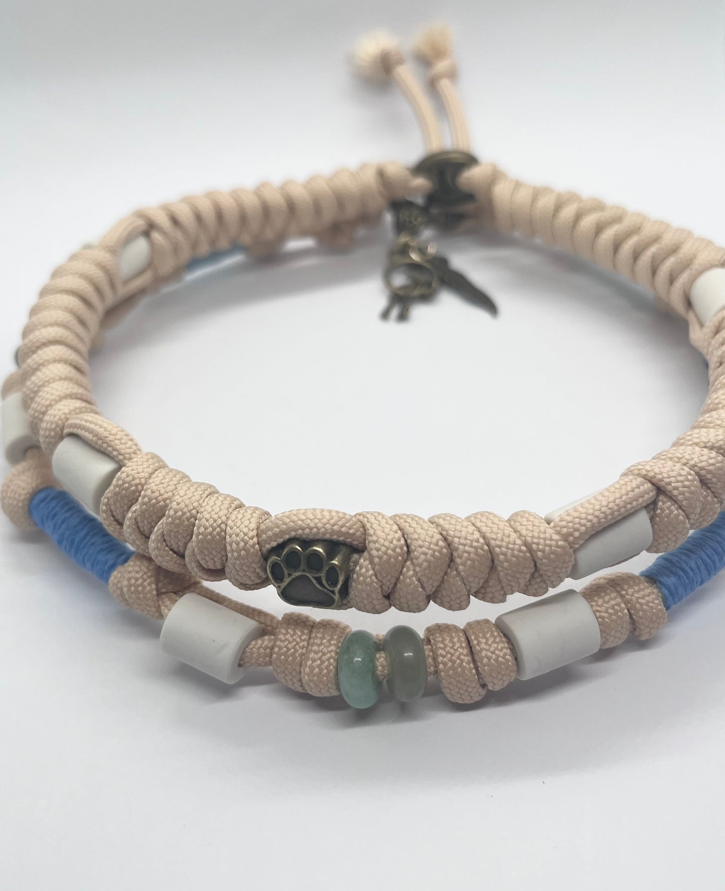 Simply Beige Tan PAW Paracord EM ceramic pet collar fleas & tick prevention