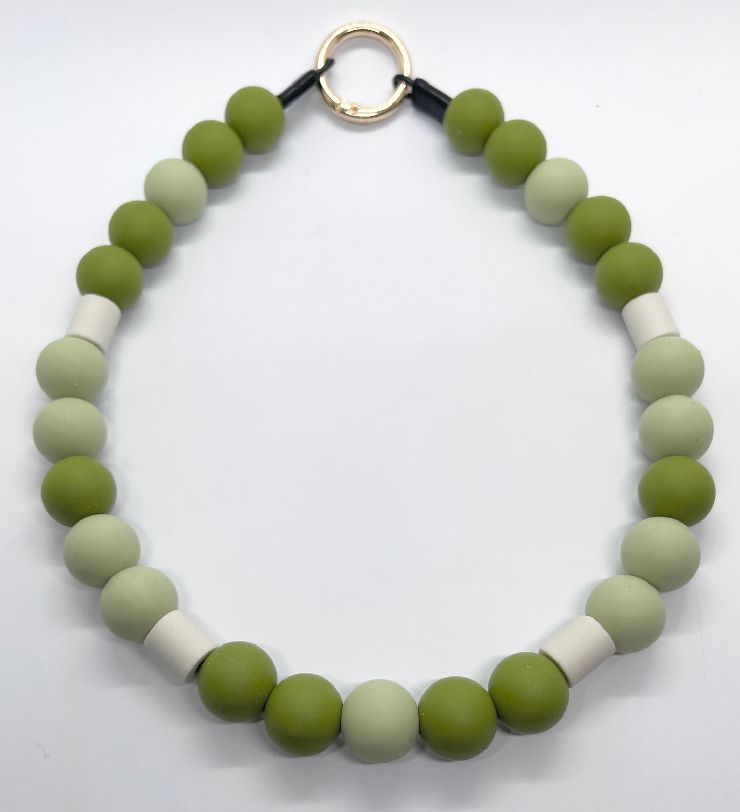 Green mix EM natural ceramic matte beaded dog collar necklace