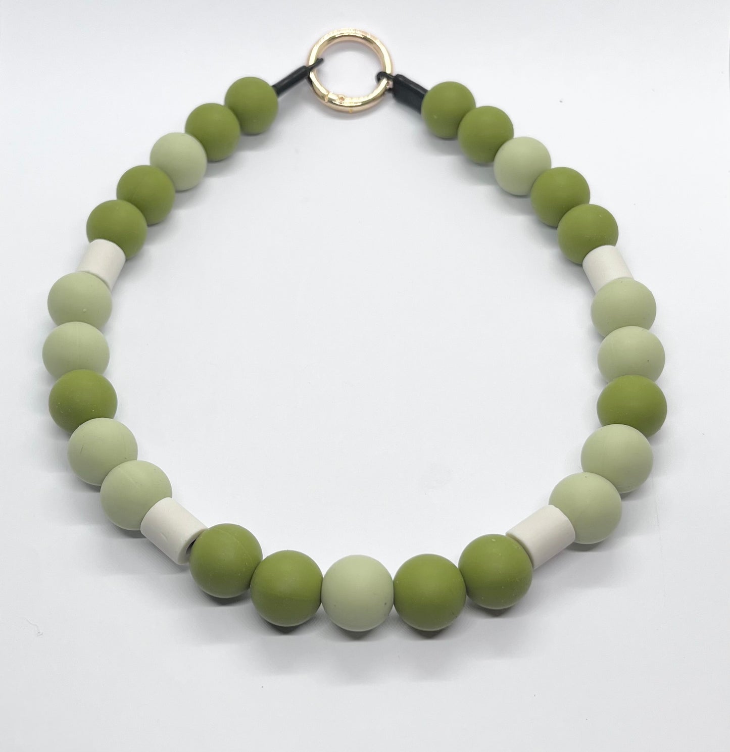 Green mix EM natural ceramic matte beaded dog collar necklace
