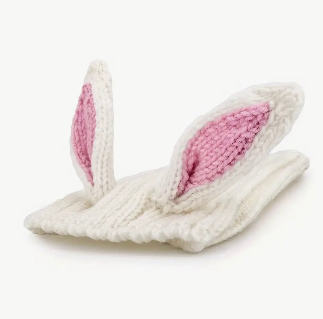 Cute bunny ears woolly winter hat neck warmer for dogs