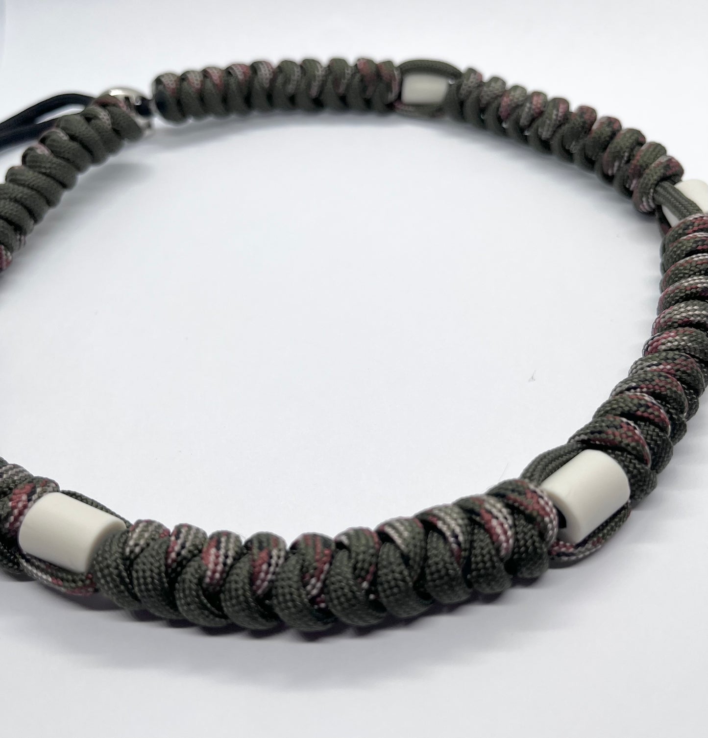 Paracord EM collar olive khaki green and camouflage ceramic pet collar fleas & tick prevention