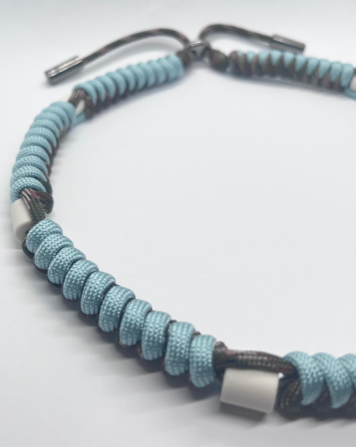 Paracord EM collar light blue teal green and camouflage ceramic pet collar fleas & tick prevention