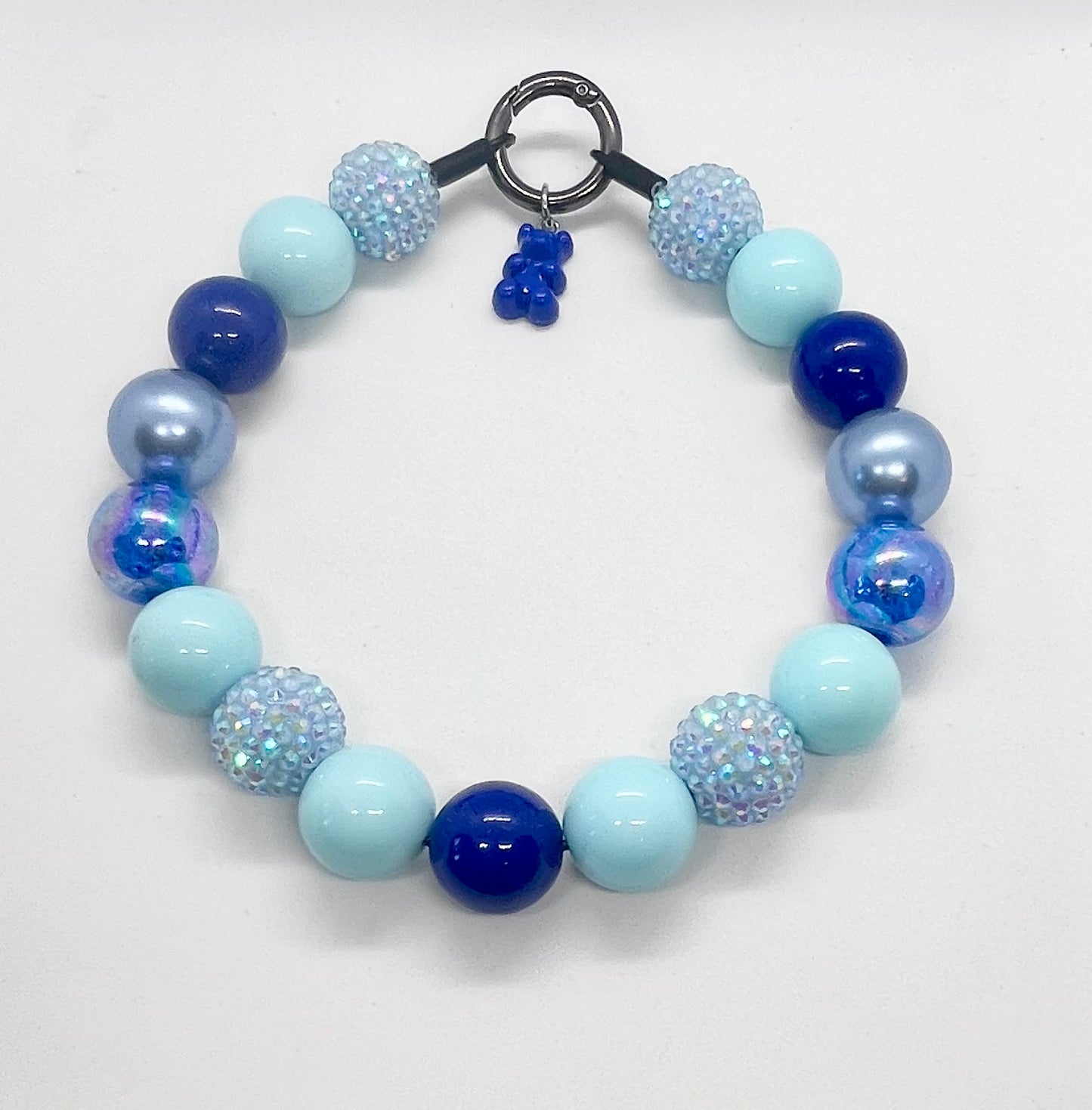 ‘Sparkle Force' baby blue sparkle iridescent beaded bead dog collar pet necklace