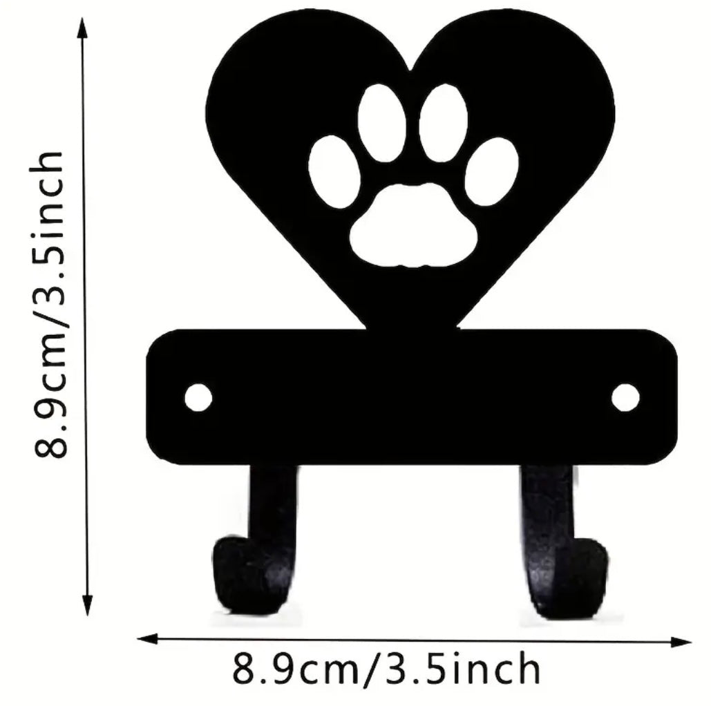 PAWS heart shaped paw collar wall hook contemporary décor matte black