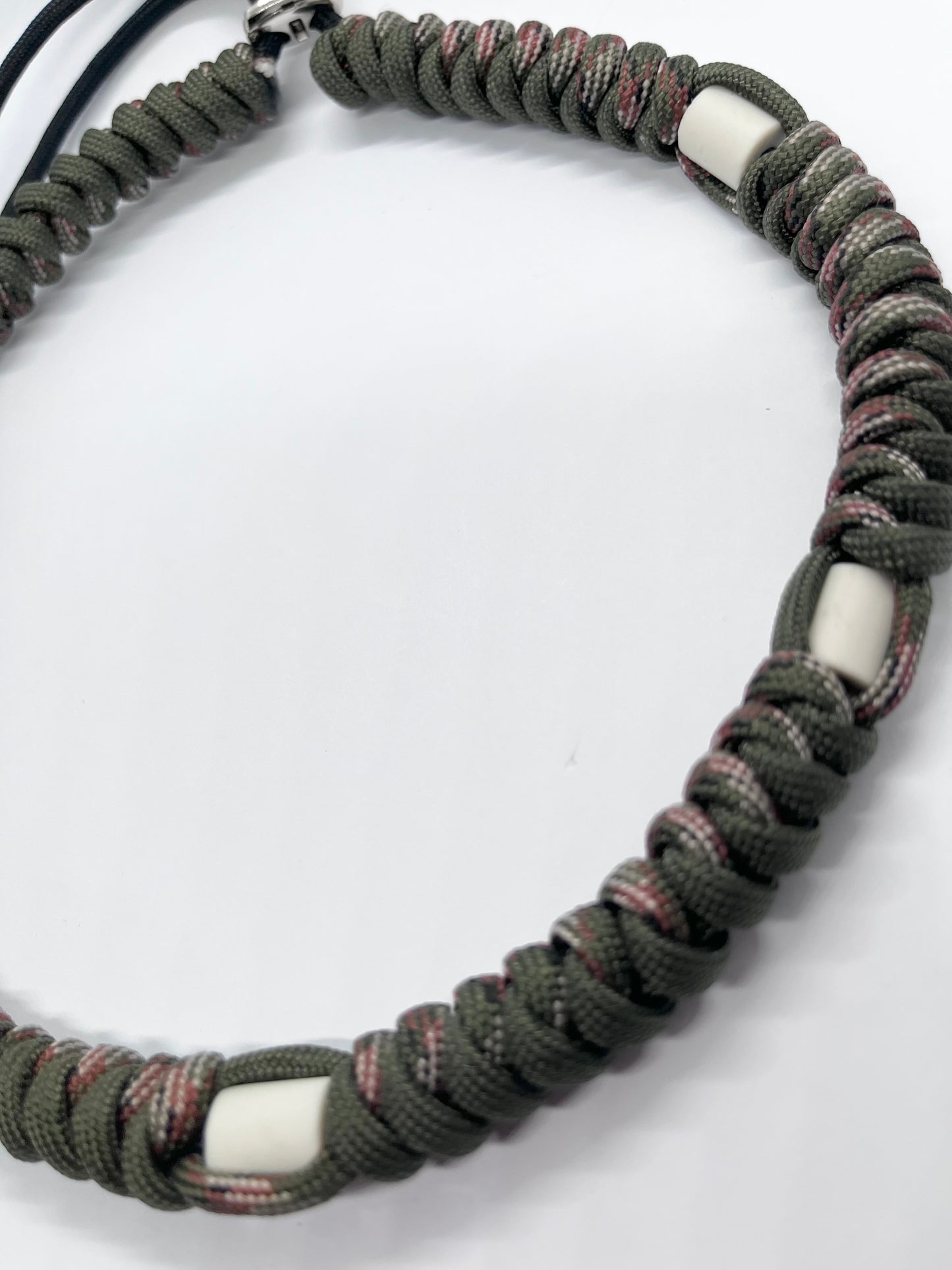 Paracord EM collar olive khaki green and camouflage ceramic pet collar fleas & tick prevention