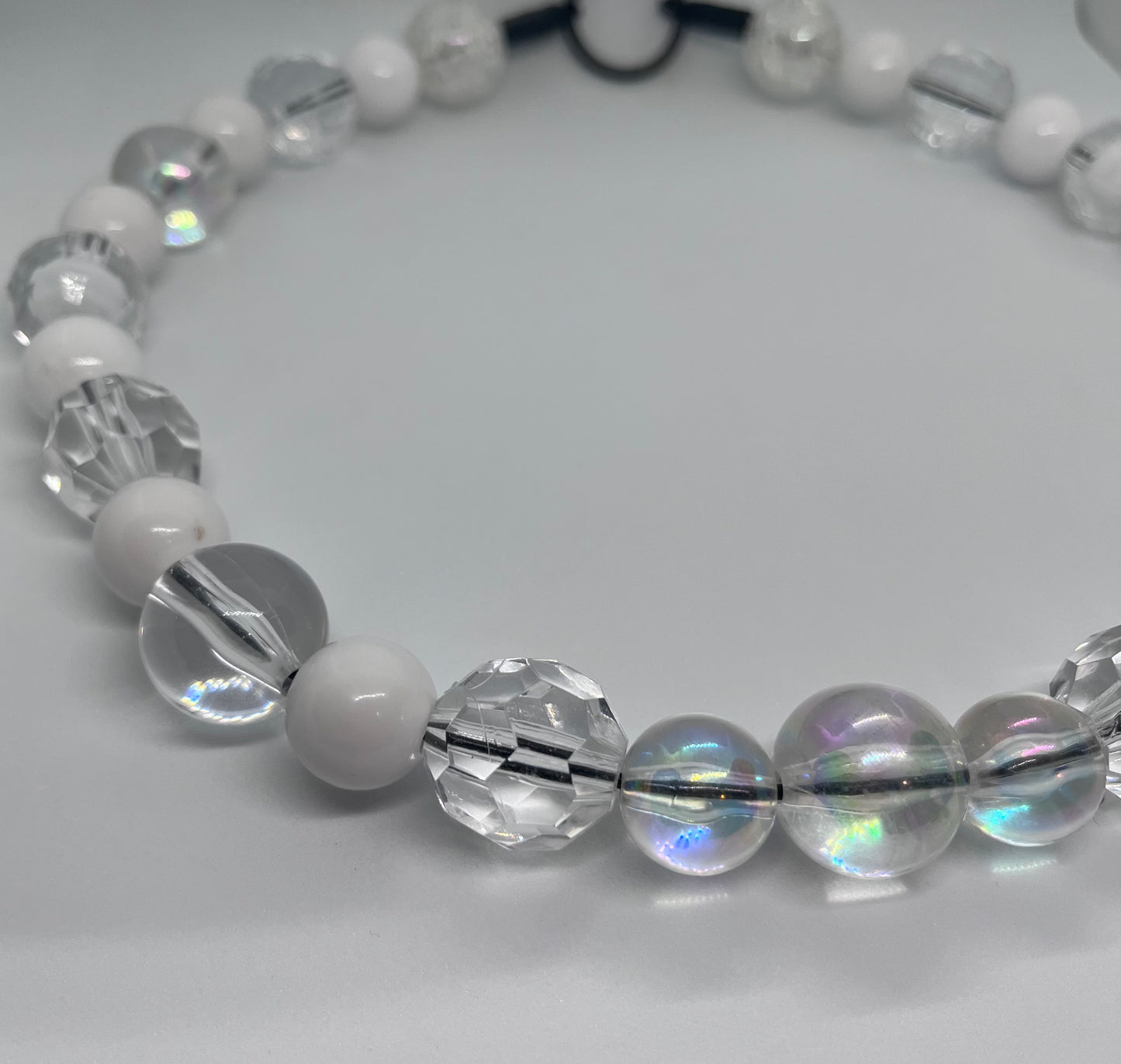Winter wonderland white crystal sparkle beaded dog collar necklace