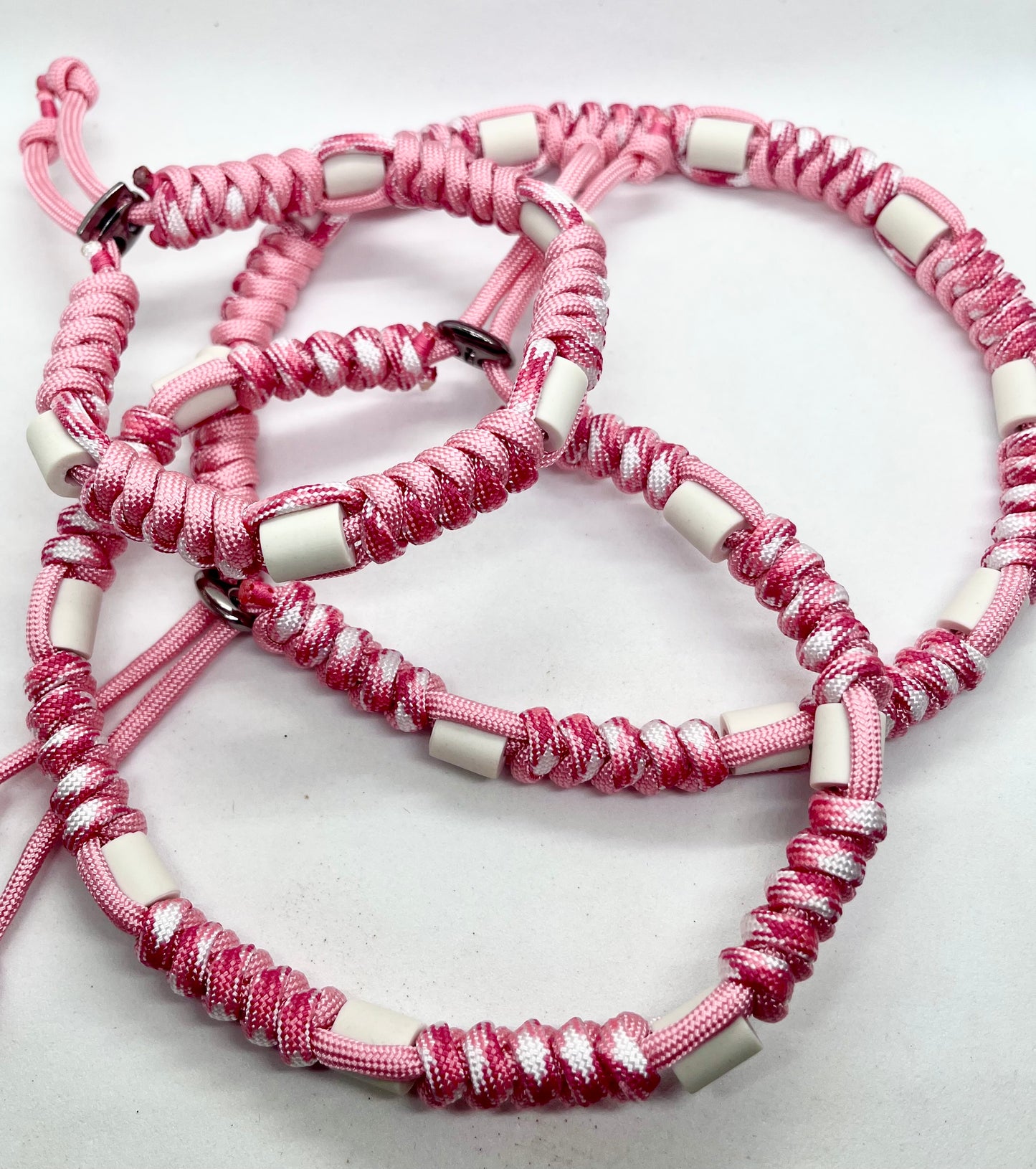 'Pink Pawfect' Breast Cancer Awareness EM Collar -  Pink & White Beaded Dog Collar Flea & Tick Prevention