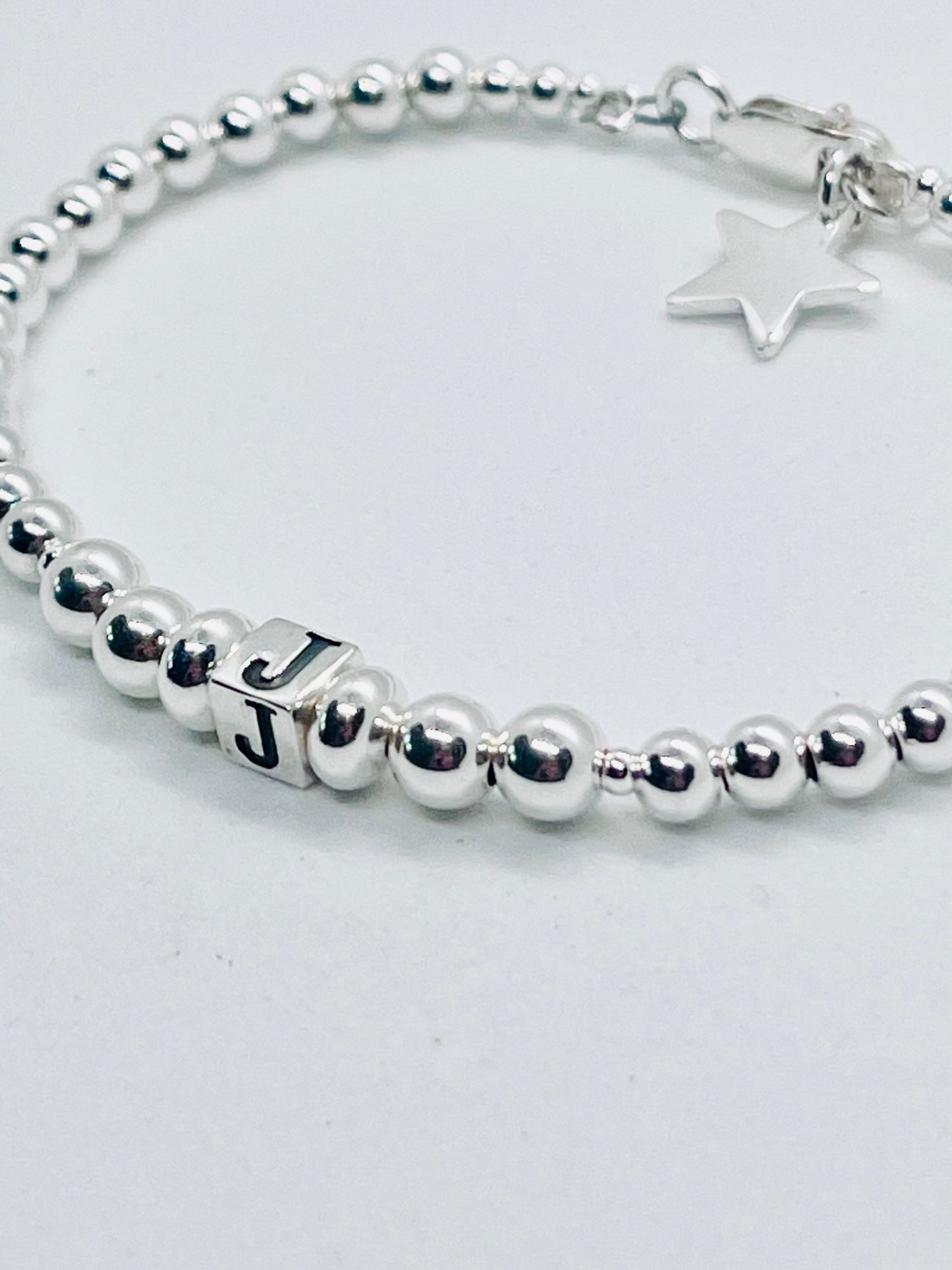 925 sterling silver personalised 'Cube' letter bead bracelet