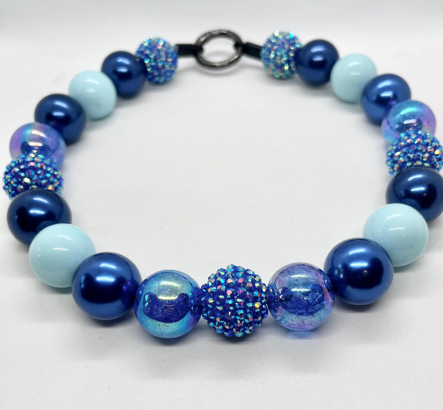‘Sparkle Boss’ blue ombre sparkle iridescent beaded bead dog collar pet necklace