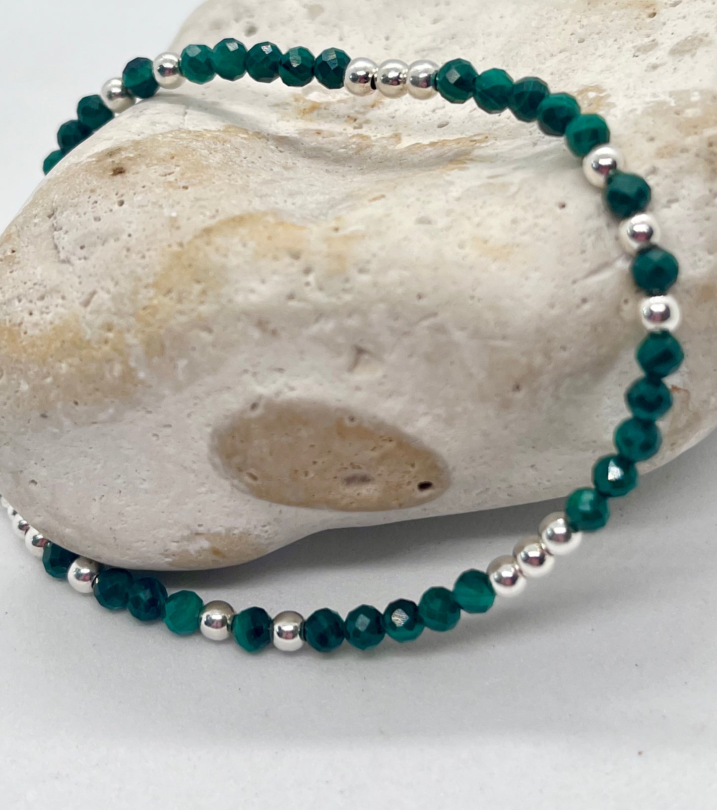 925 sterling silver ball & Malachite ‘Stone of Transformation’ bracelet