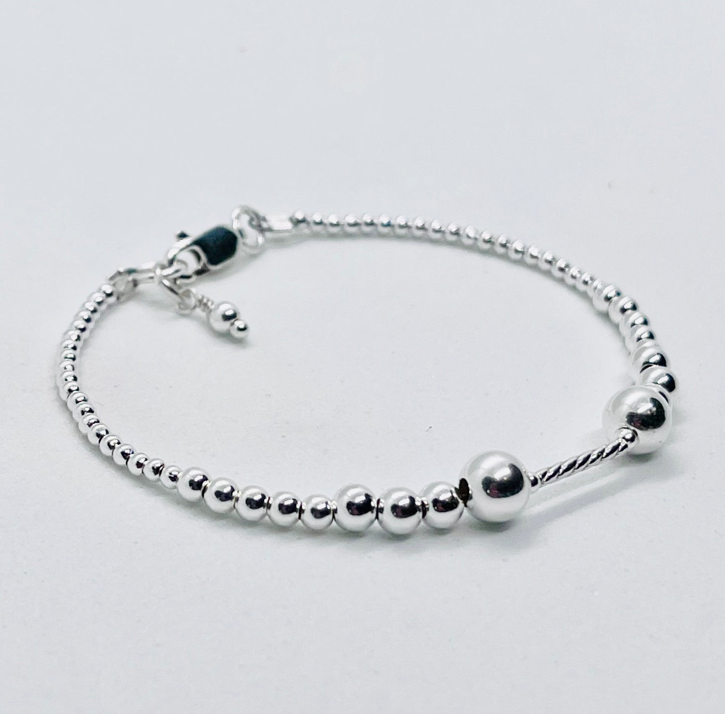925 sterling silver 'Twist Ball' bead charm bracelet