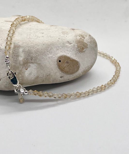 925 sterling silver 'Citrine Breeze’ genuine faceted Citrine bead anklet