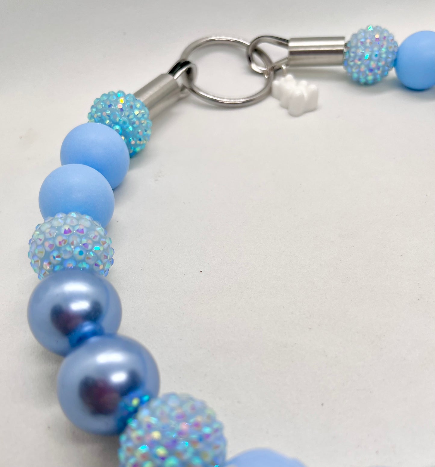 Baby Blue Beaded Dog Collar with Stainless Steel Hardware - JOOLS LONDON Luxury Collection
