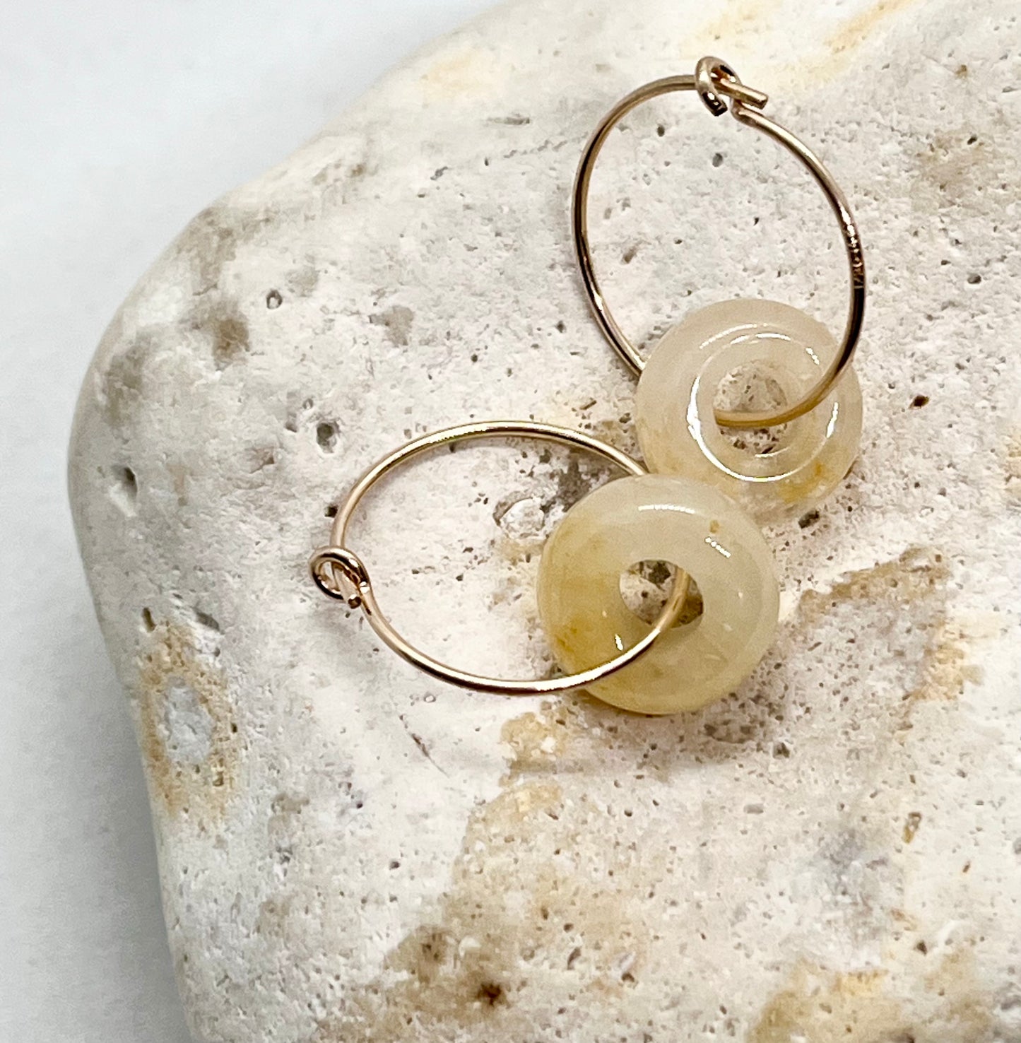 'Citrine Zen' 14k Gold Citrine Crystal Hoop Earrings