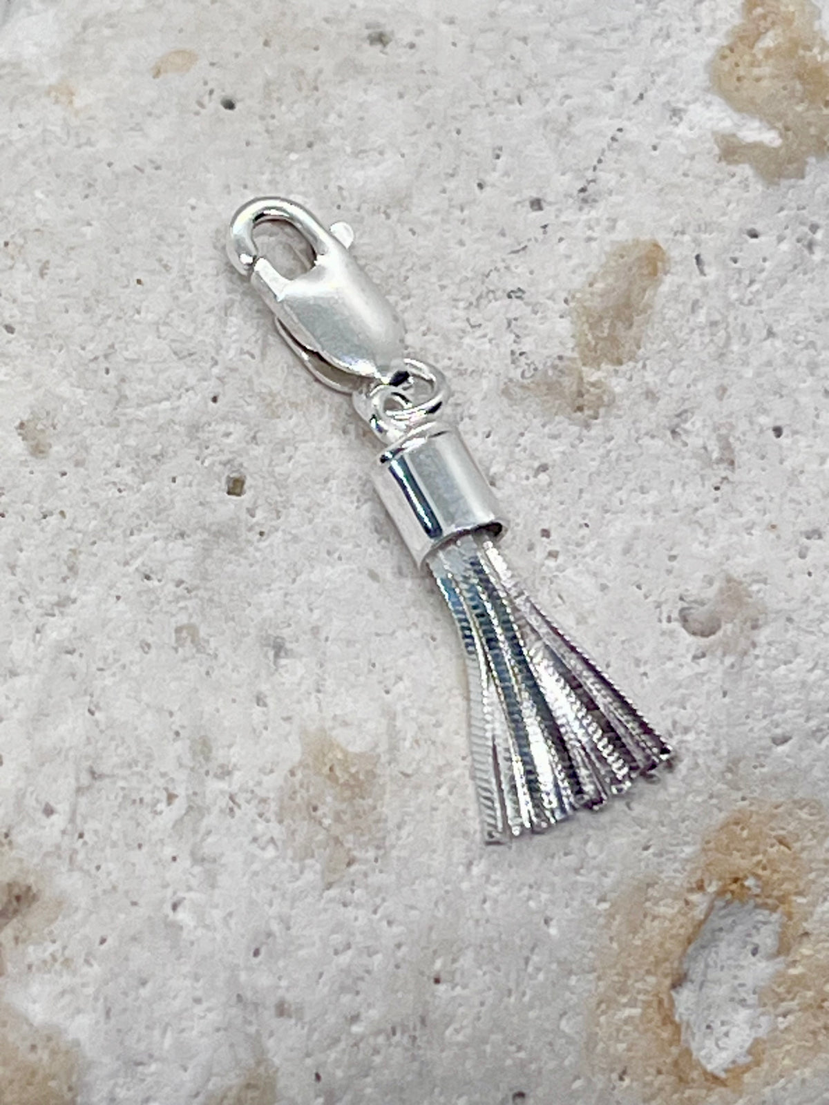 925 Sterling Silver 'Box Tassel' Box Chain Tassel Charm Jump-ring or Lobster Clasp