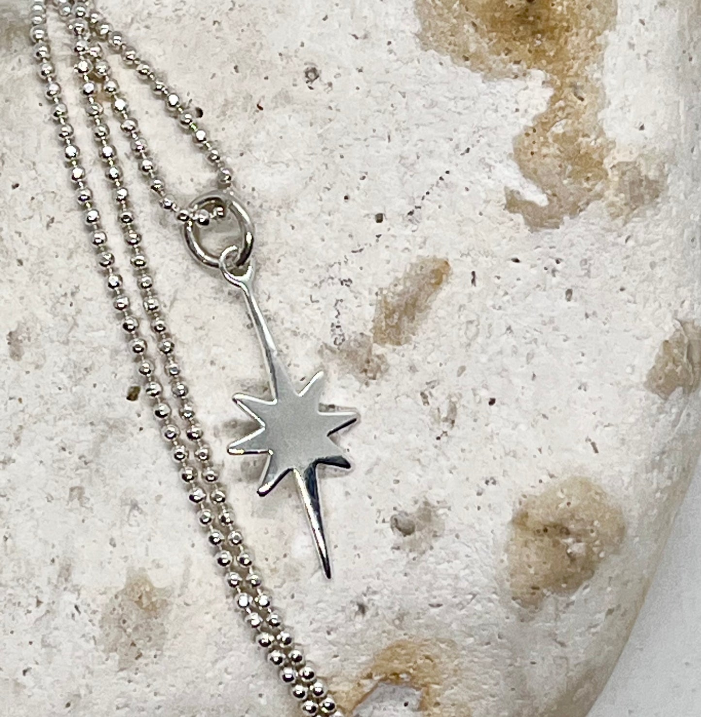 ‘Celestial Star’ necklace 925 sterling silver diamond cut ball chain